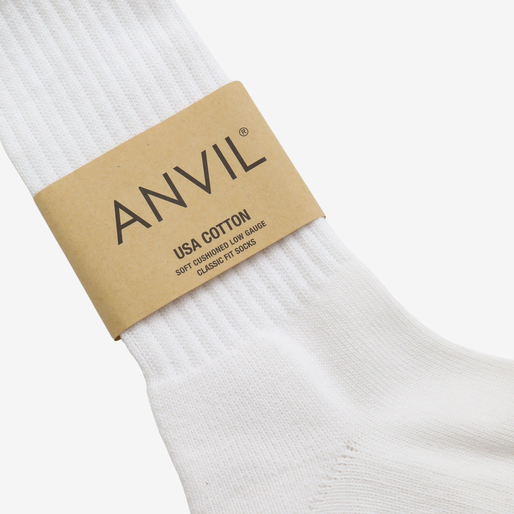 USA Cotton Crew Sock - All White