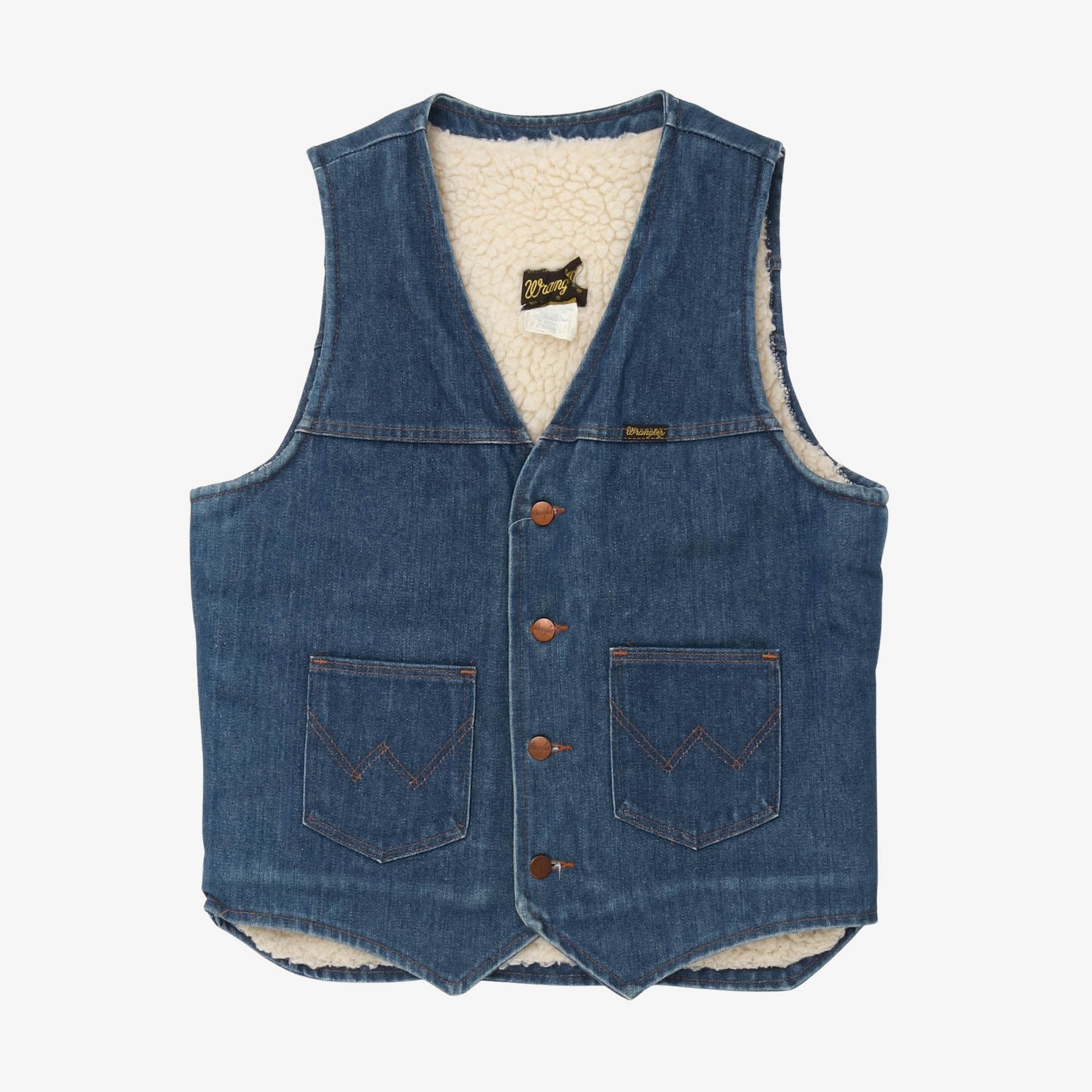 Vintage 1970s 14oz Shearling Lined Denim Vest