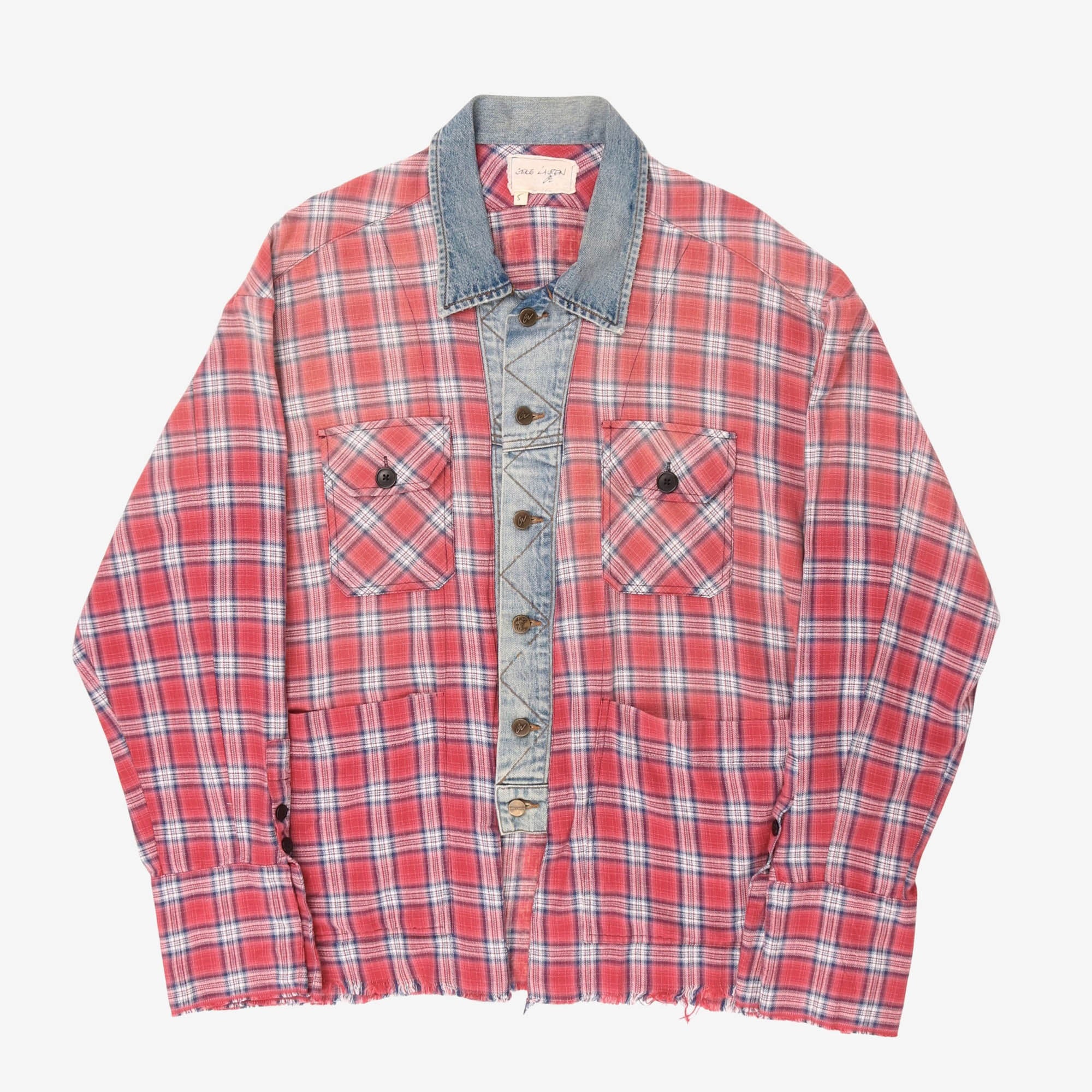 GREG LAUREN PLAID CLASSIC STUDIO SHIRT ネイビー×アイボリー サイズ：1 (心斎橋アメリカ村店) Plaid Check PLAID CLASSIC STUDIO Flannel Cotton Shirt