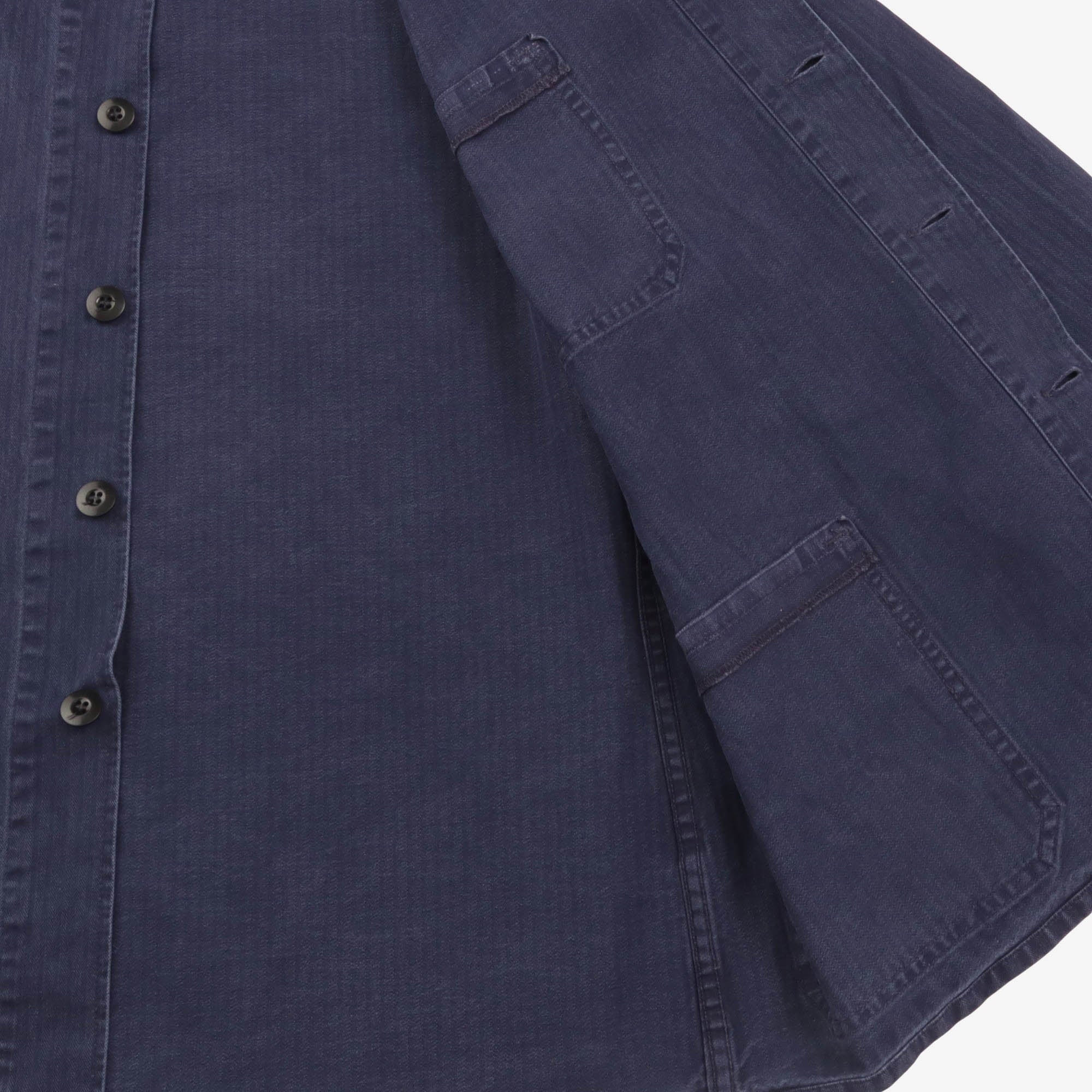 Collarless Herringbone Work Jacket