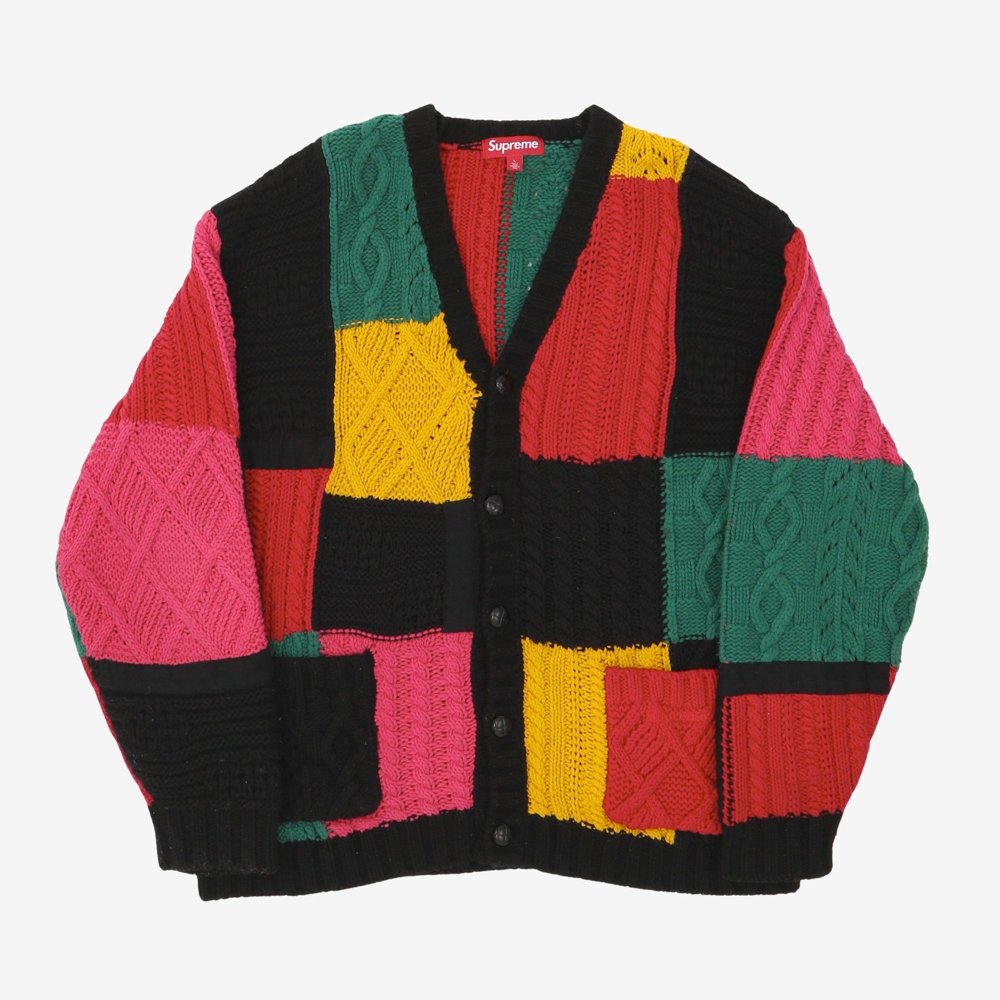 Patchwork Cable Knit Cardigan