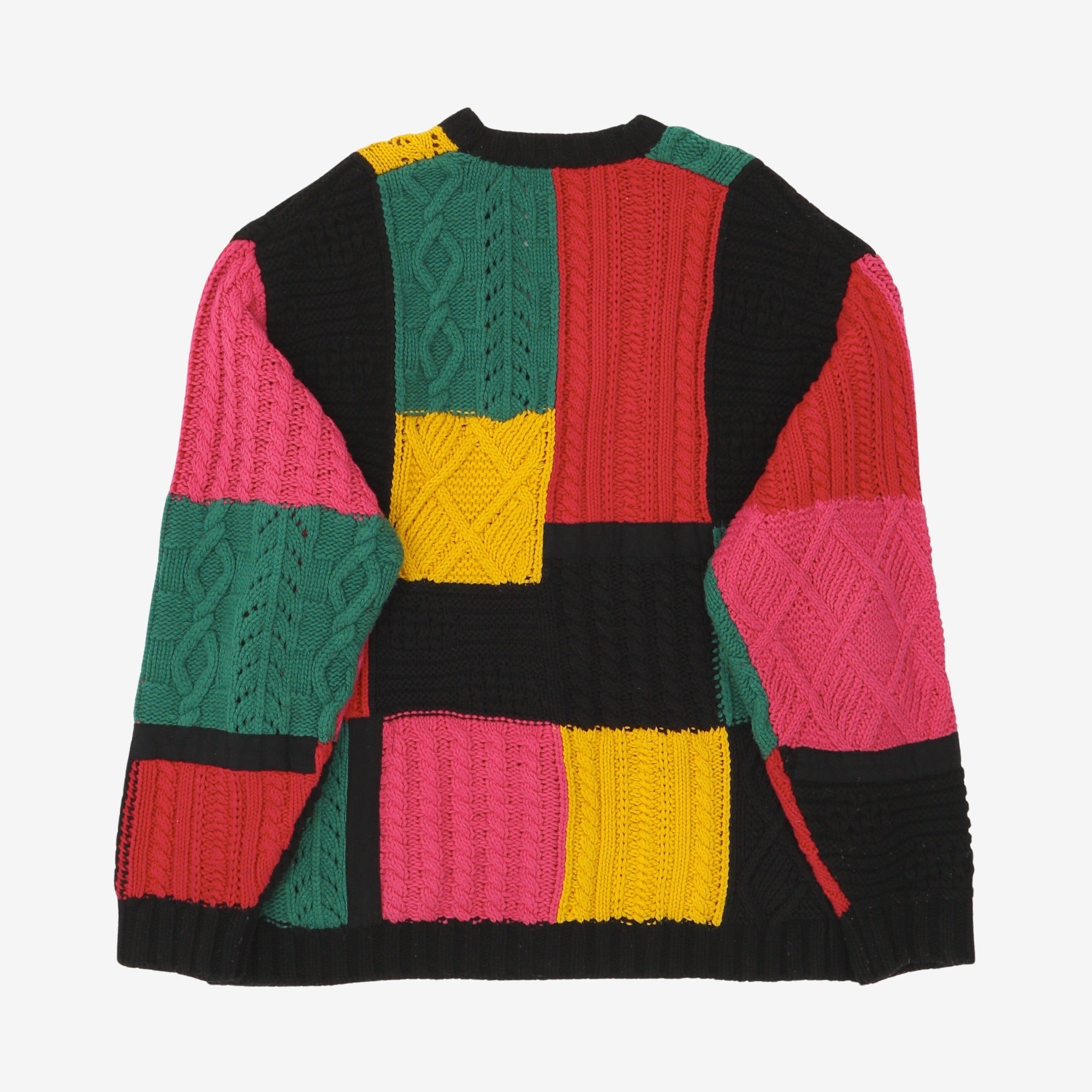 Patchwork Cable Knit Cardigan