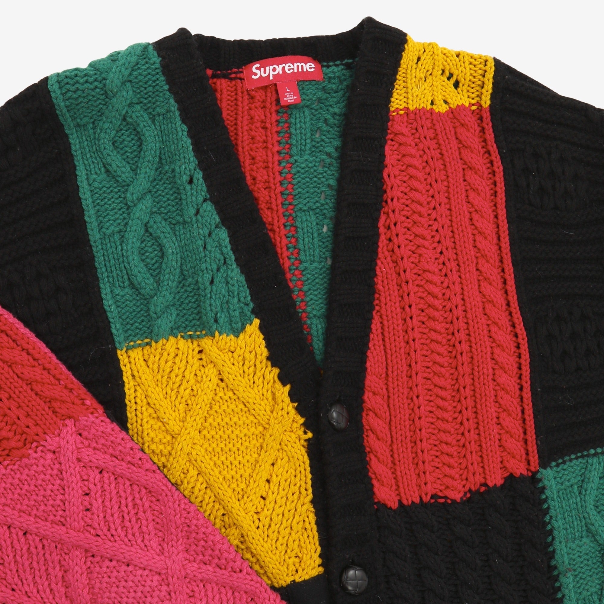 Patchwork Cable Knit Cardigan