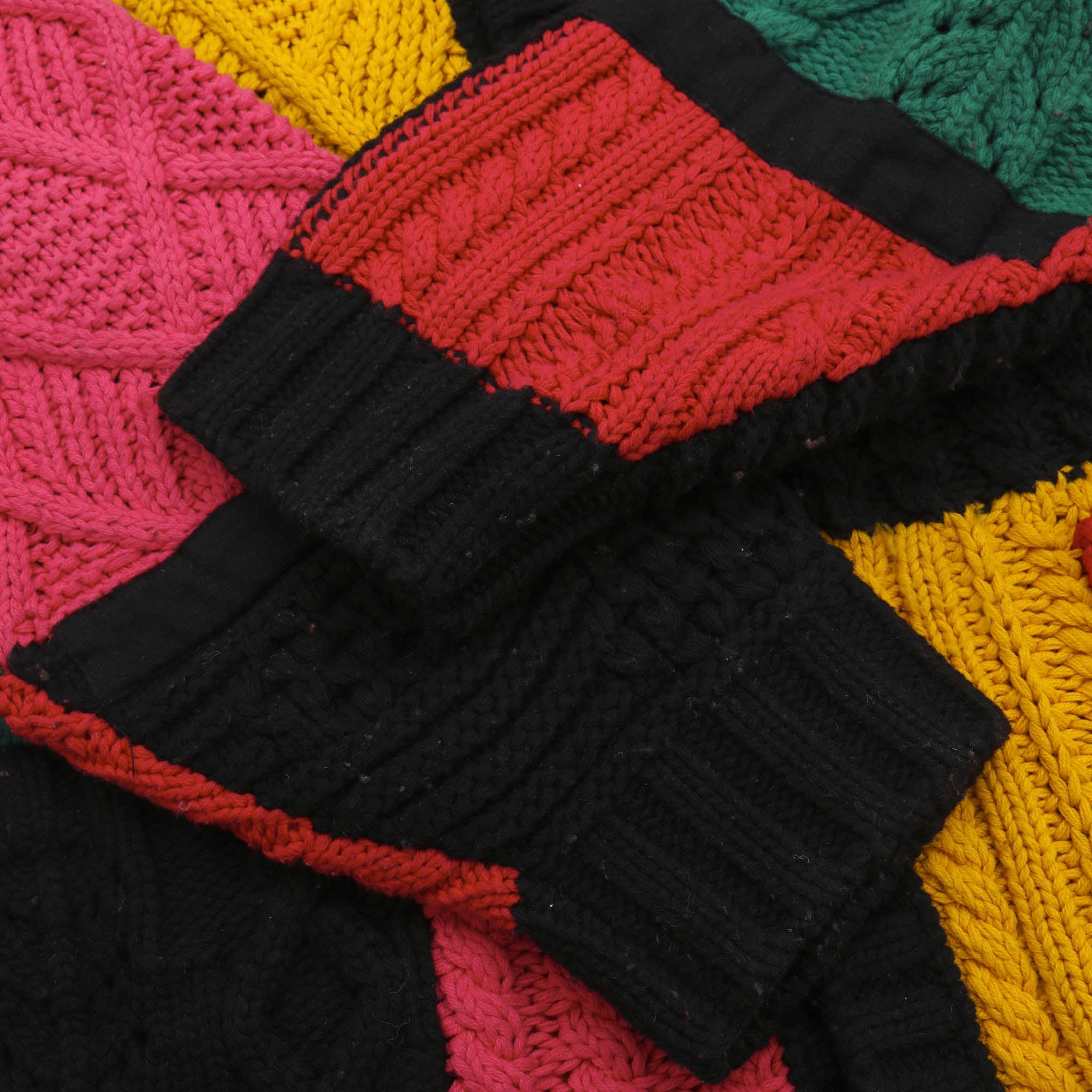 Patchwork Cable Knit Cardigan