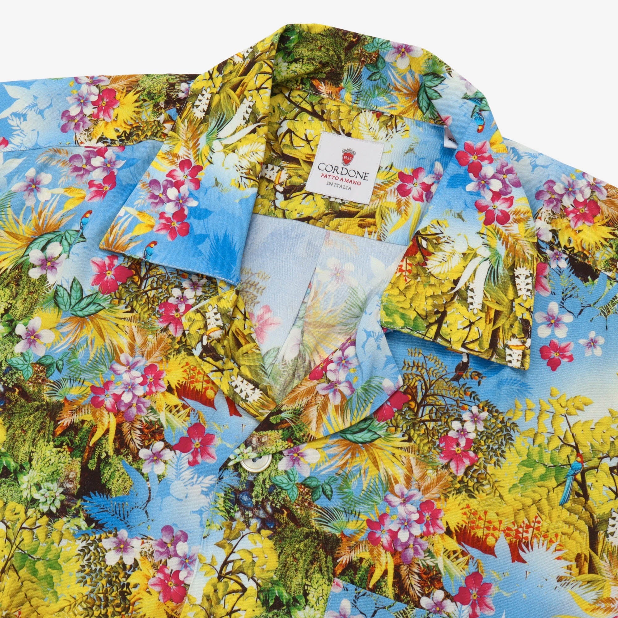 Tropical Print Open Collar Shirt