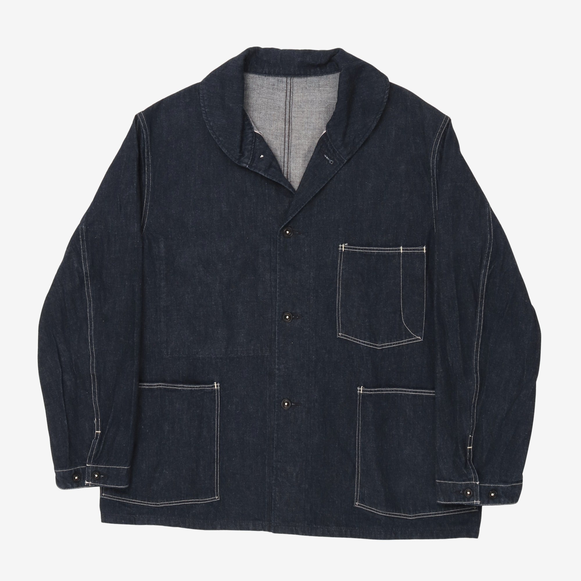 Denim Shawl Collar Coverall