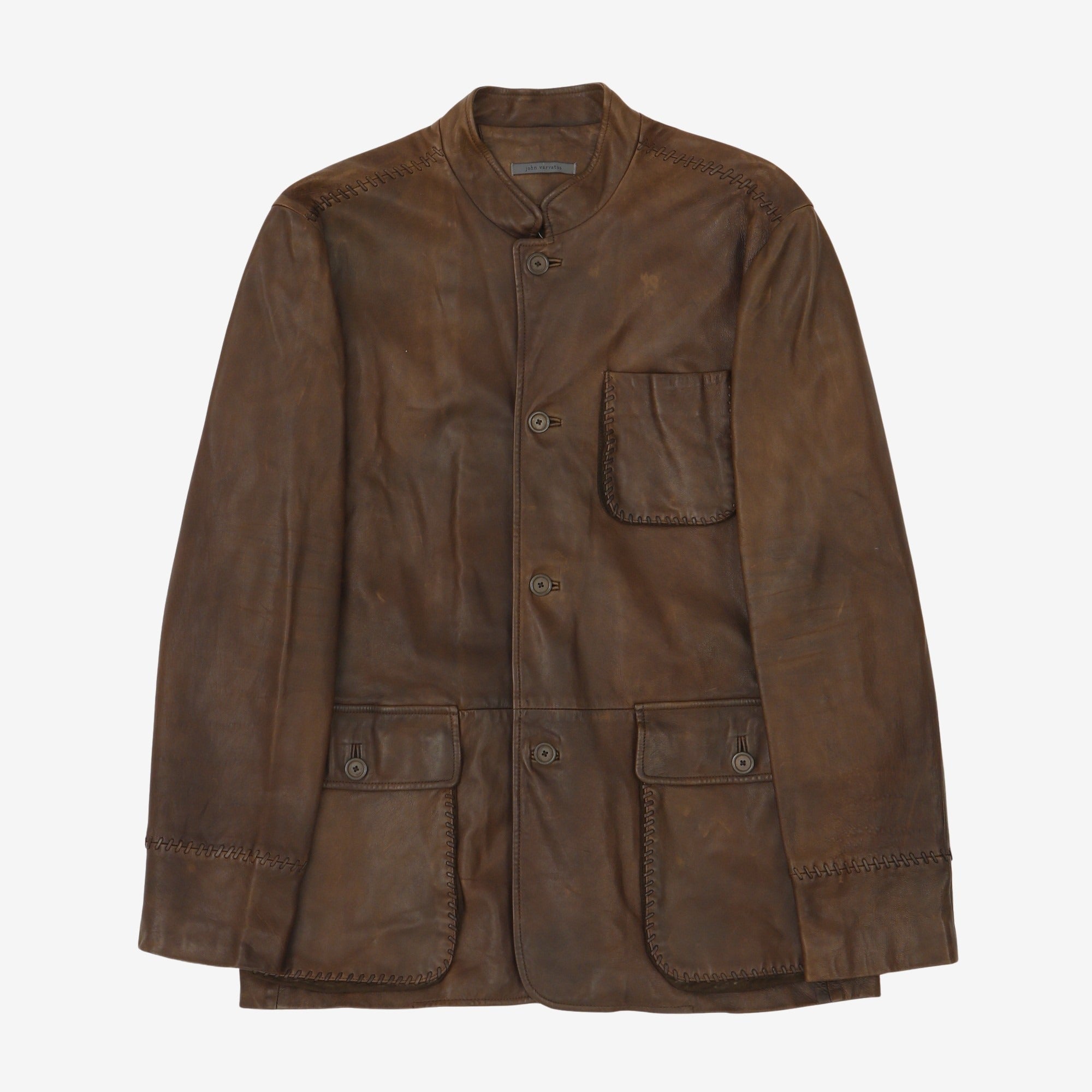 Stitch Seam Leather Jacket