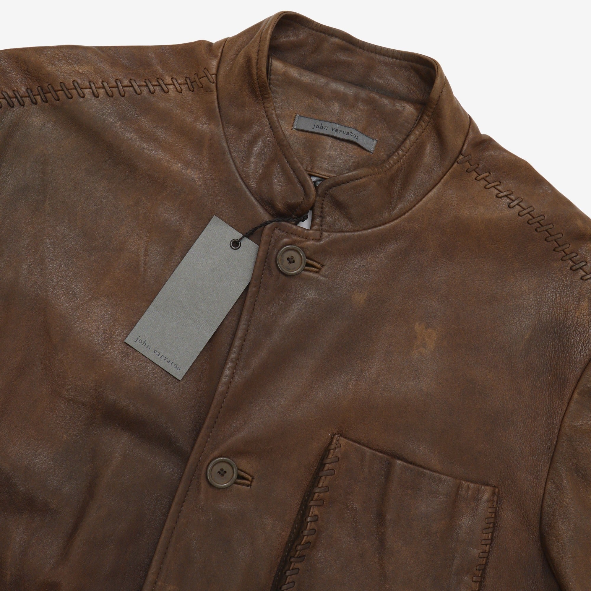 Stitch Seam Leather Jacket