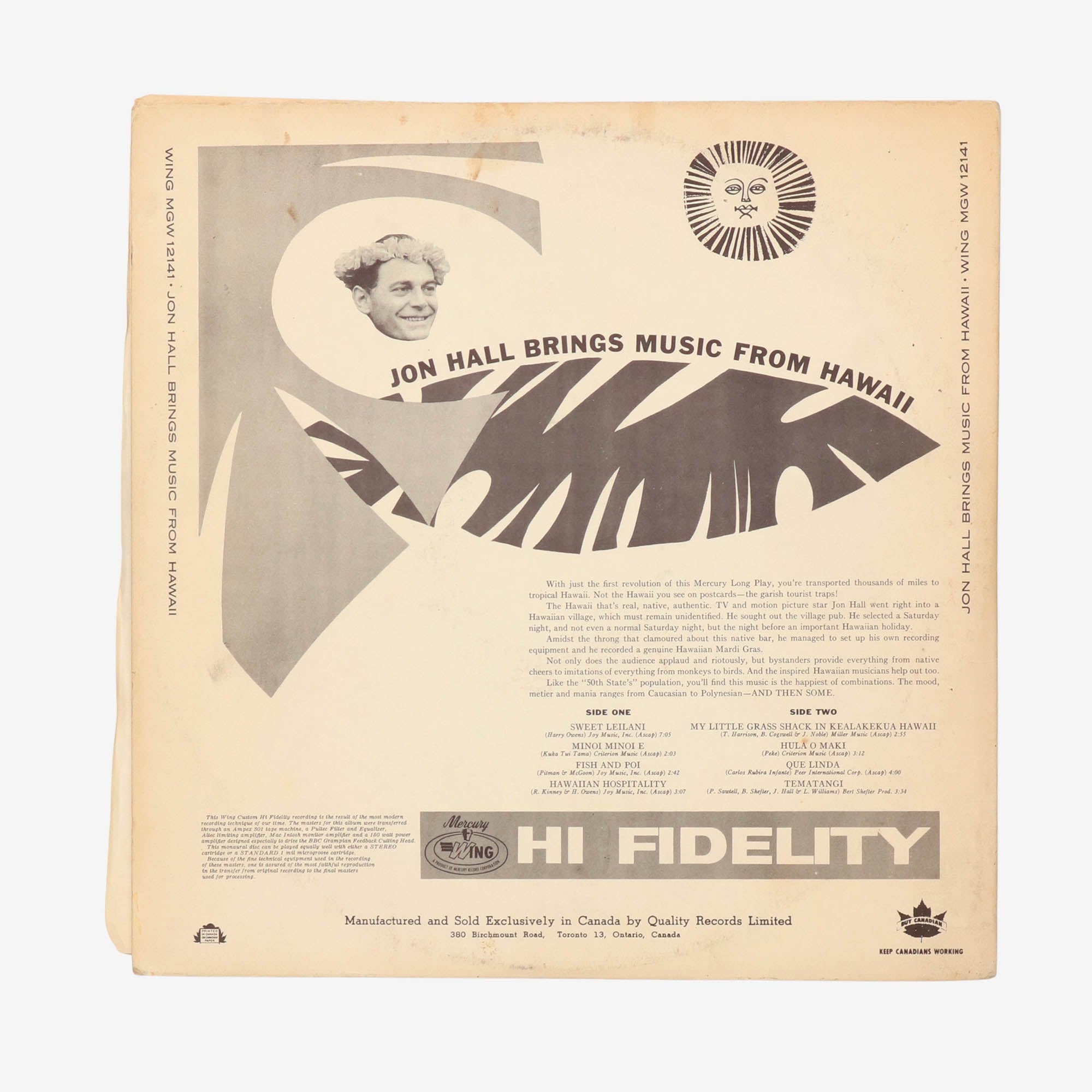 Jon Hall Music from Hawaii Record