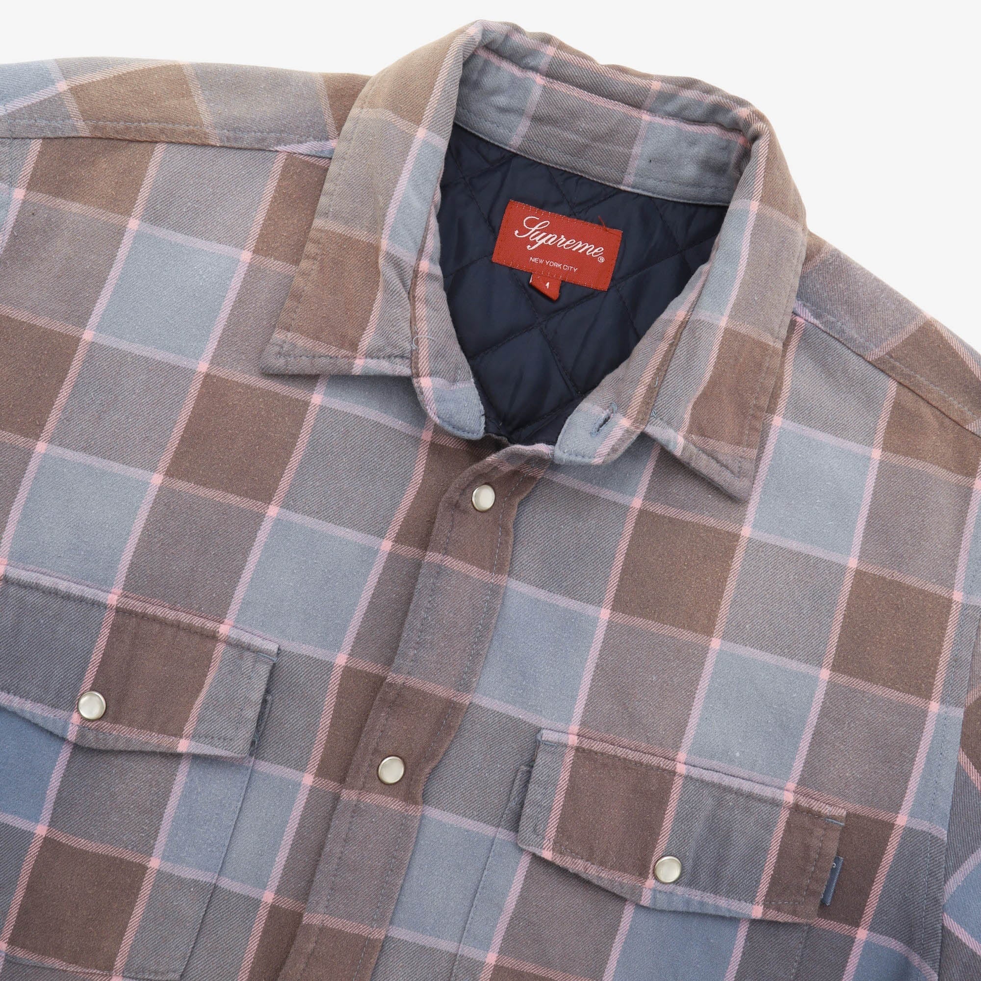 Quilted Faded Plaid Shirt