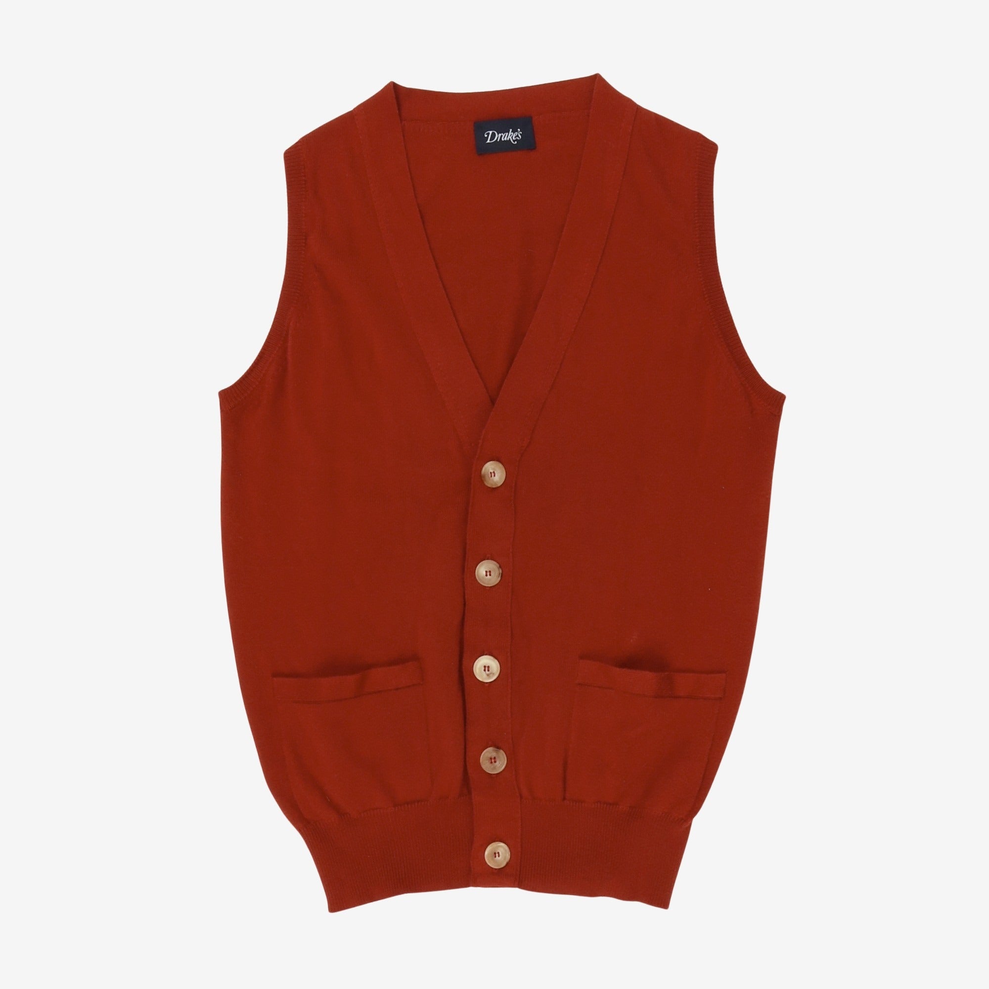 Drakes Knit Sleeveless Cardigan Marrkt