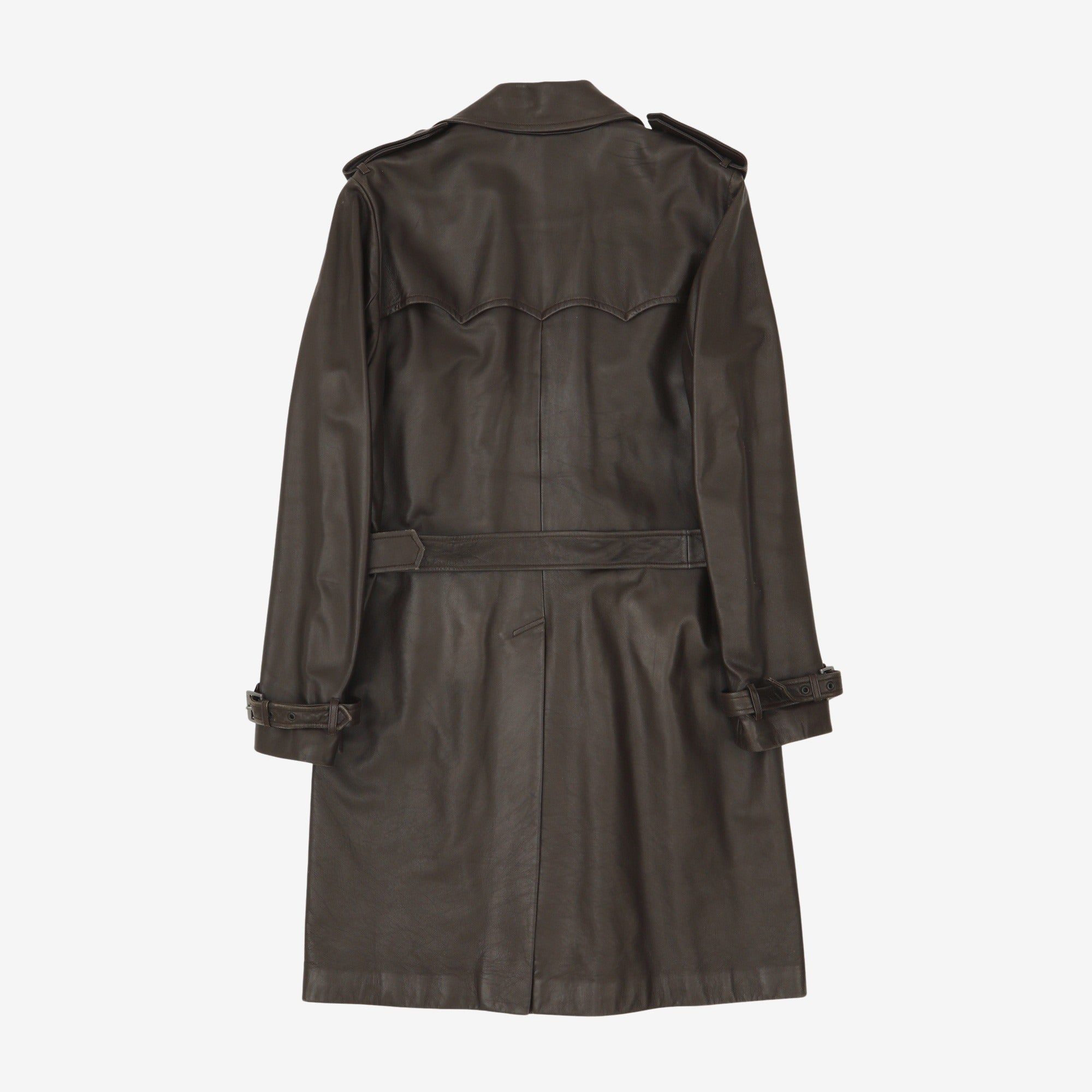 Belted Leather Trench Coat