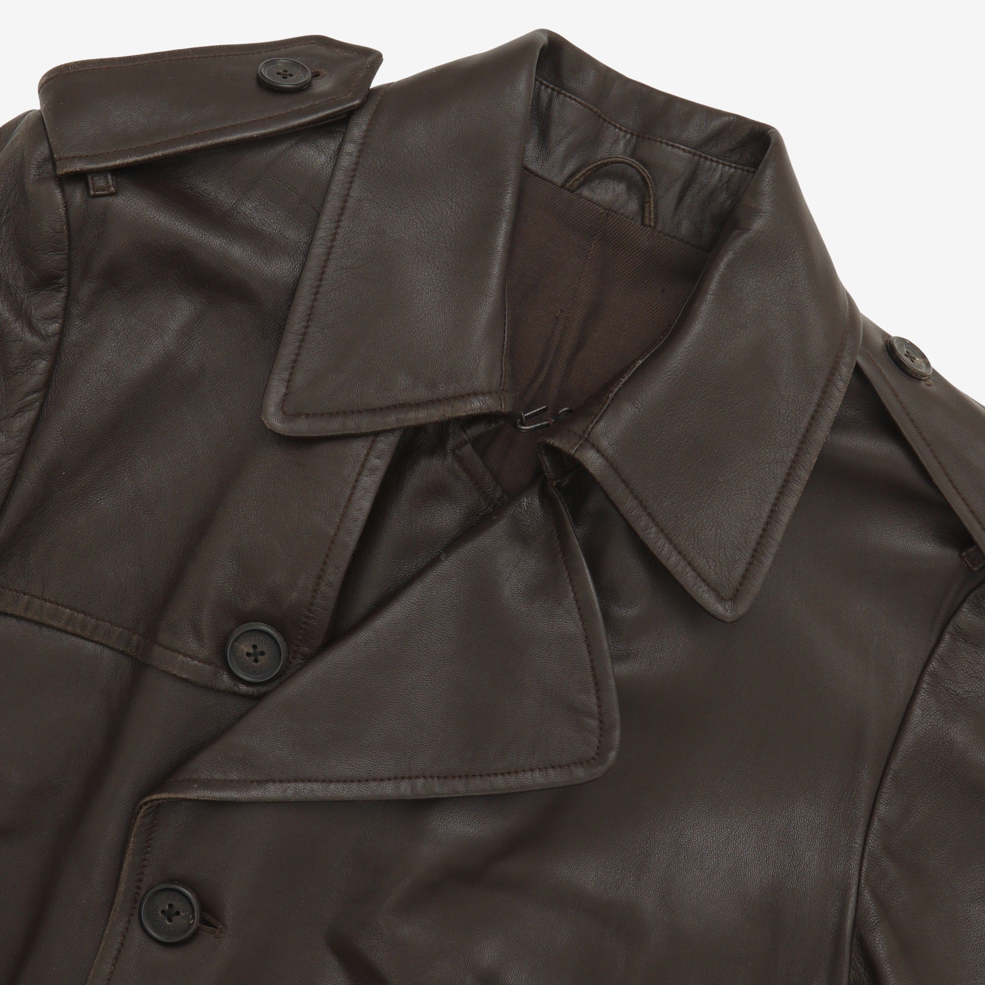 Belted Leather Trench Coat