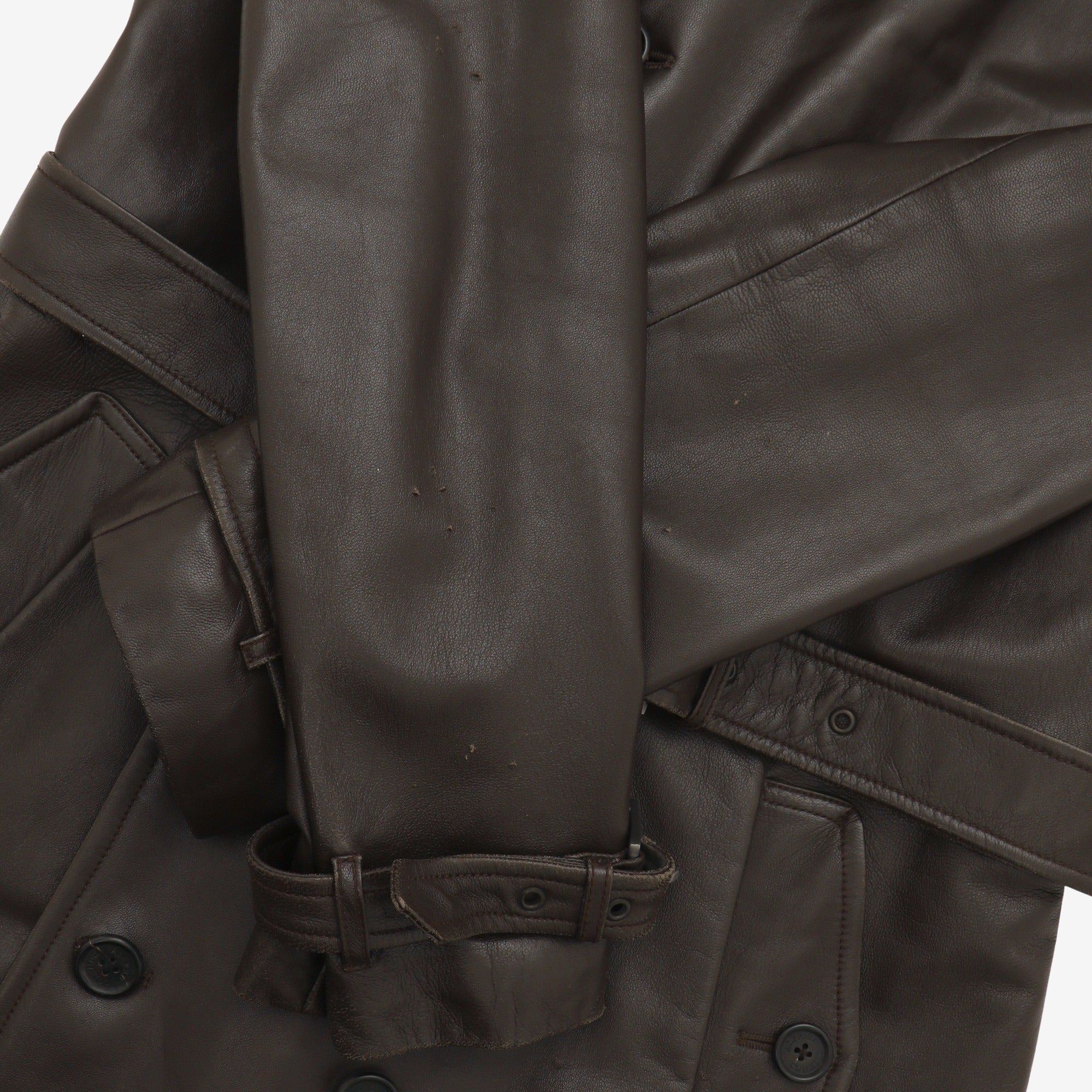 Belted Leather Trench Coat