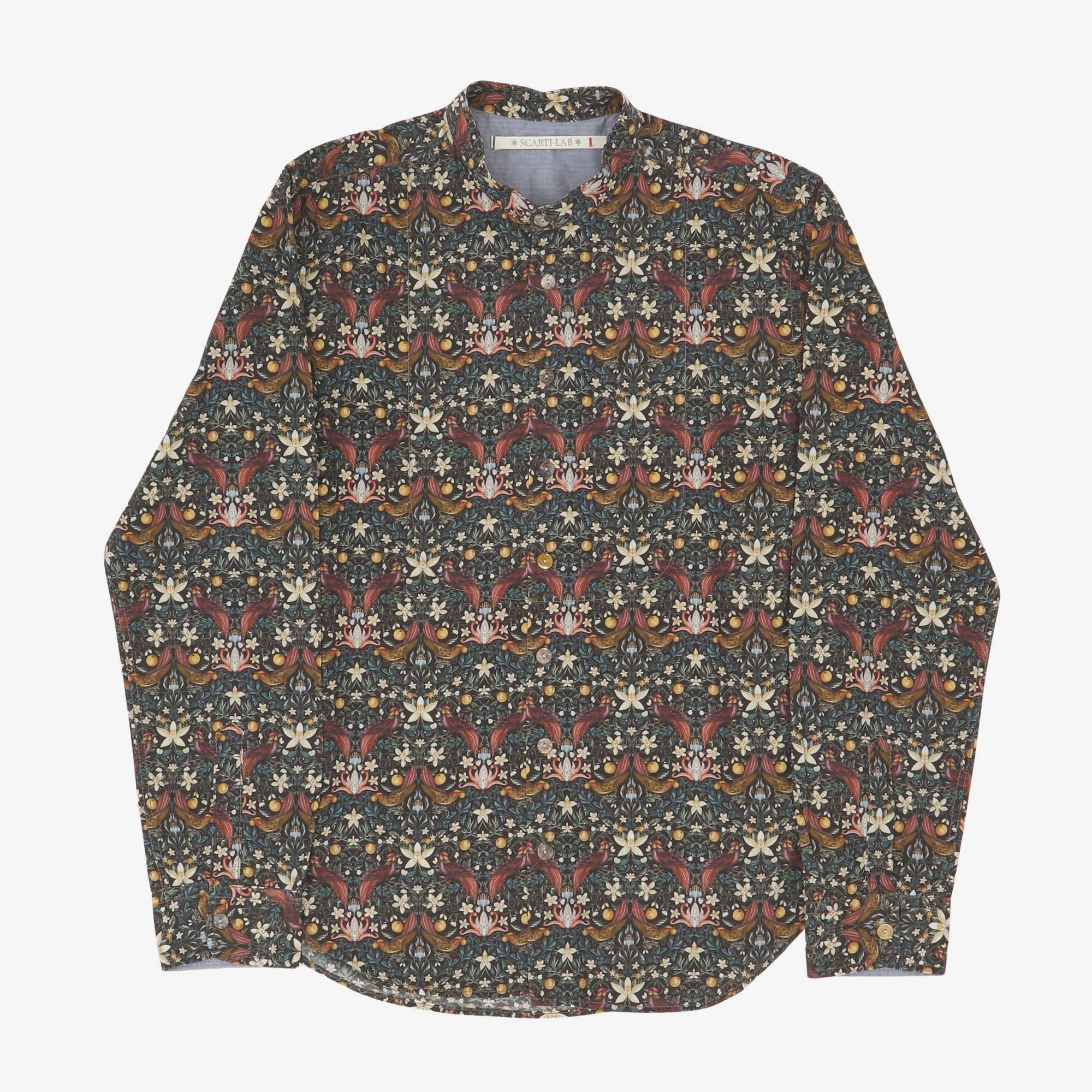 Floral Band Collar Shirt