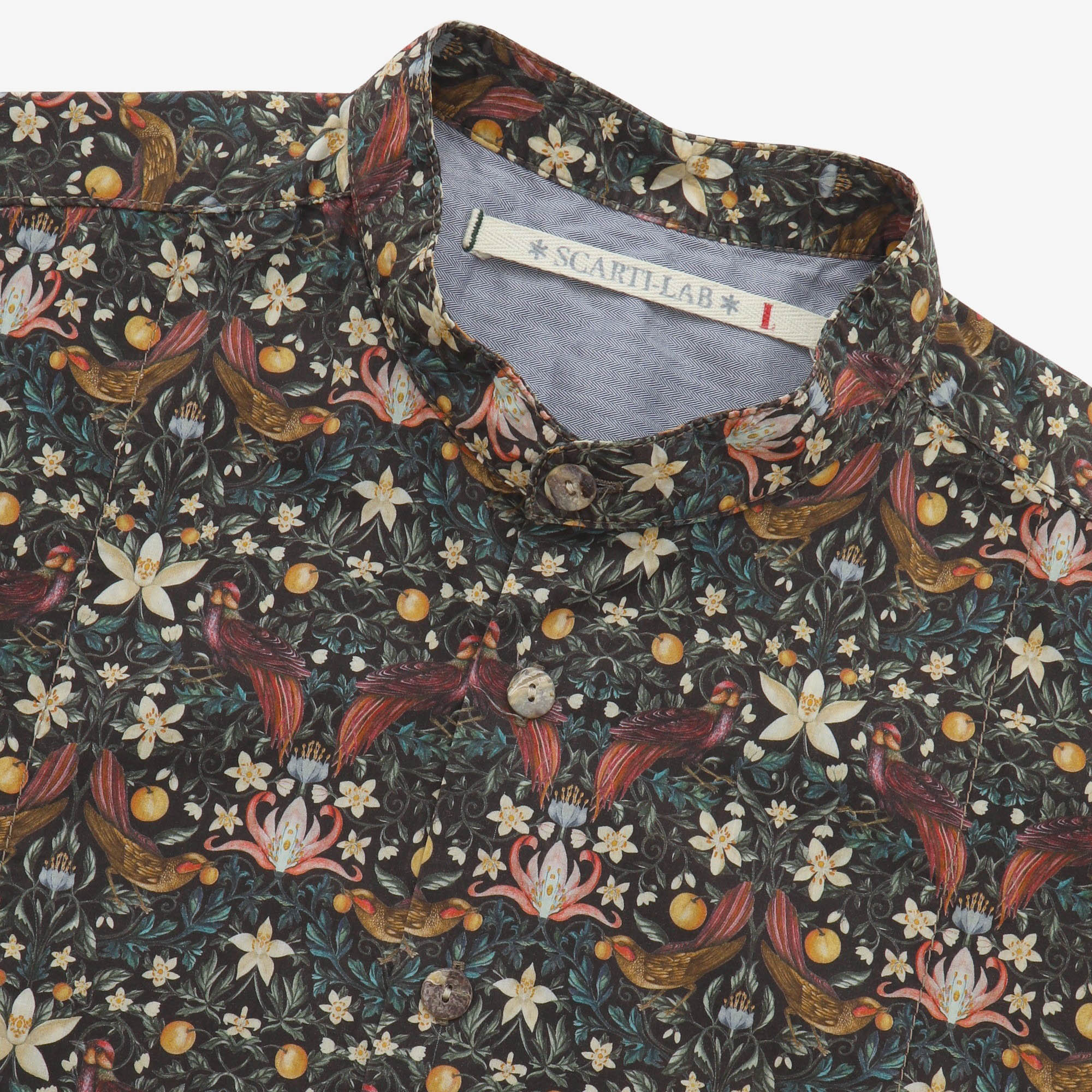 Floral Band Collar Shirt