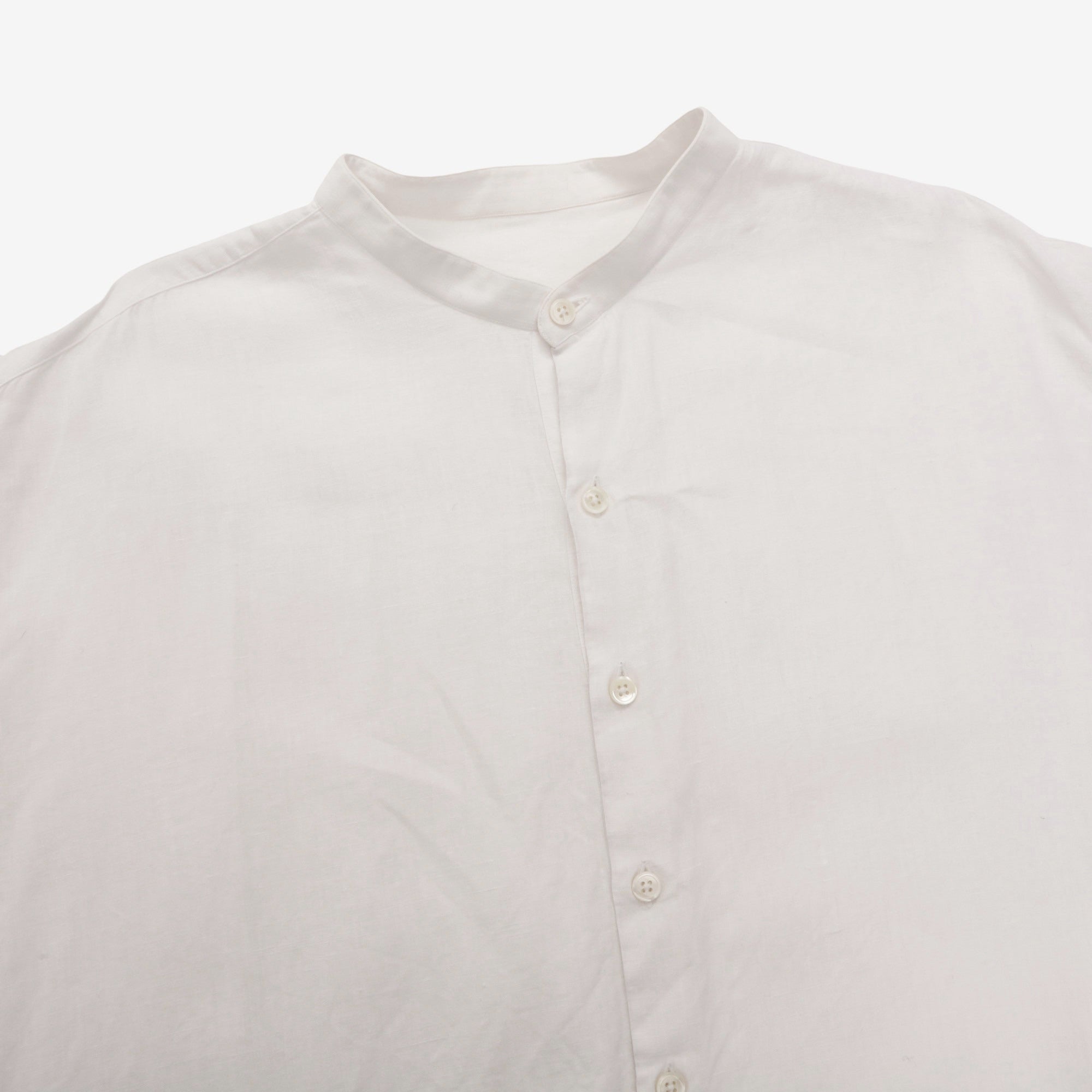 Collarless Linen PO Shirt
