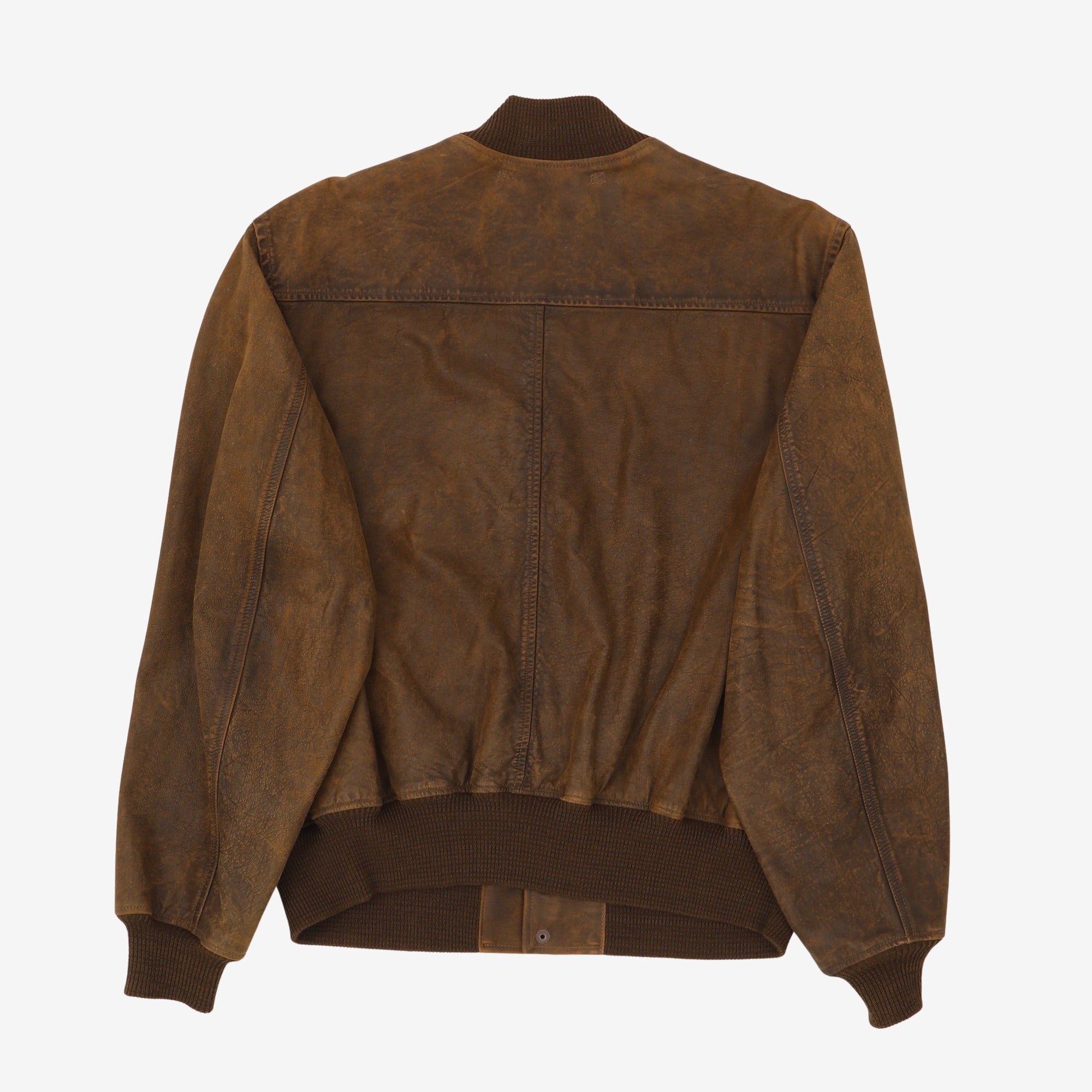 Distressed Leather Bomber Jacket