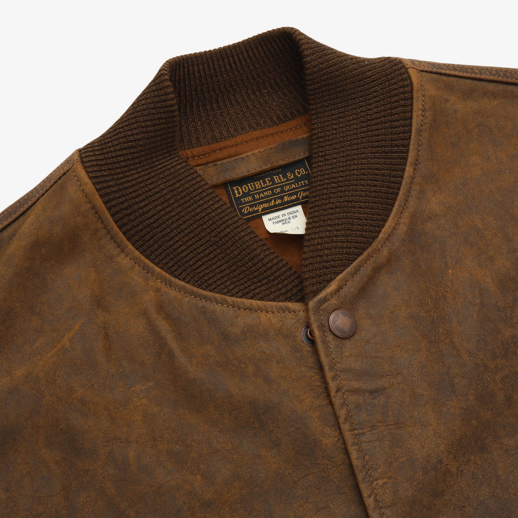 Distressed Leather Bomber Jacket