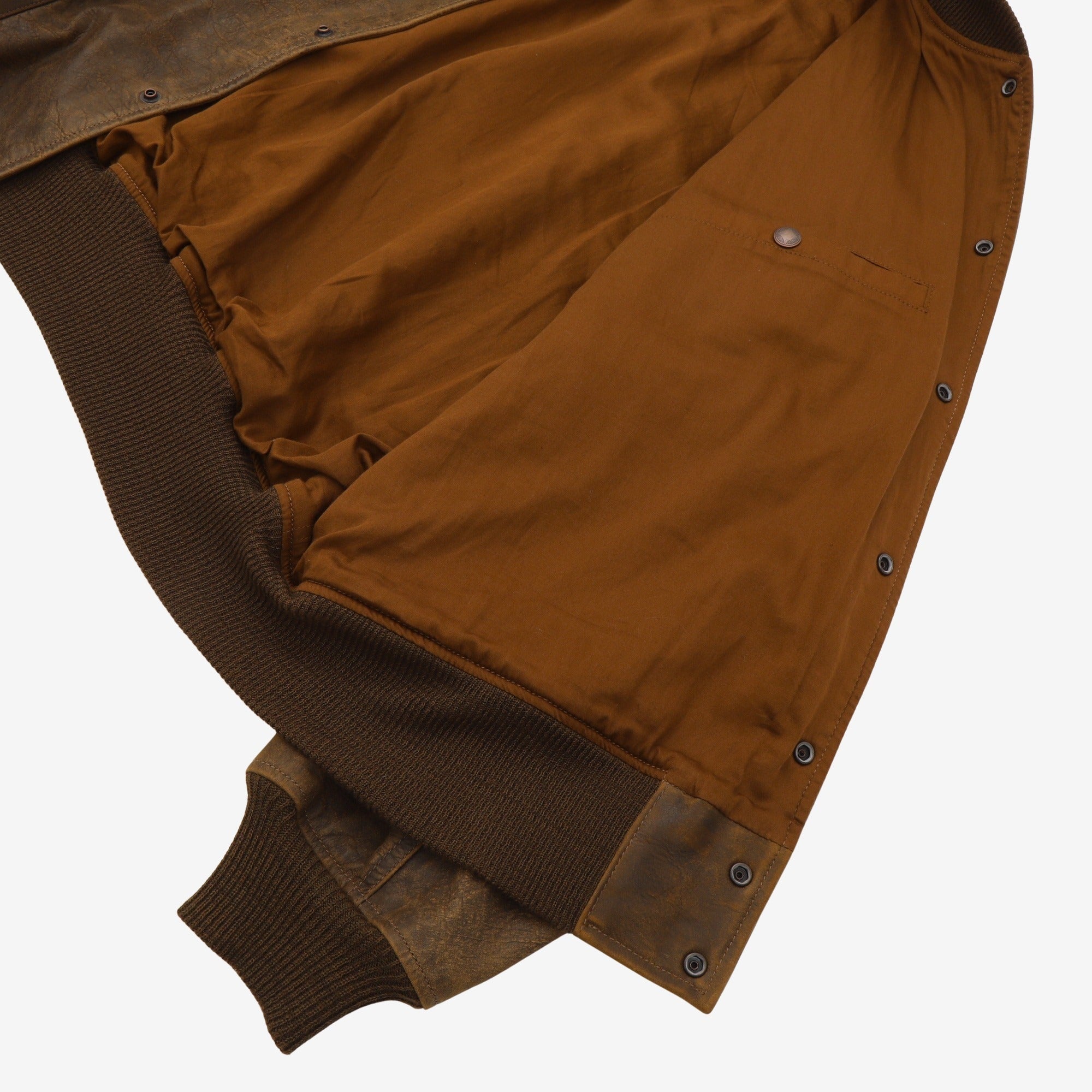 Distressed Leather Bomber Jacket