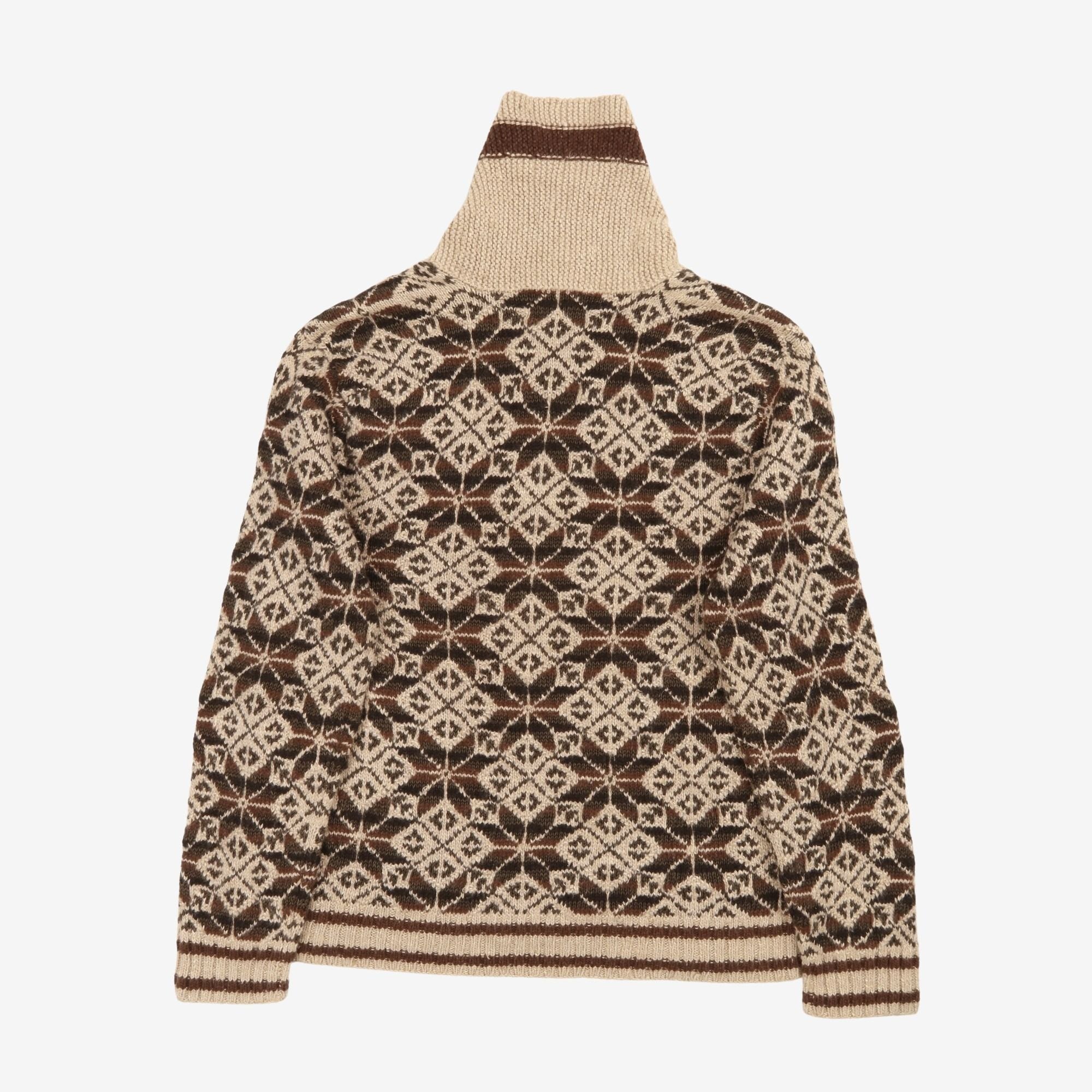 Hand Knit Shawl Collar Sweater