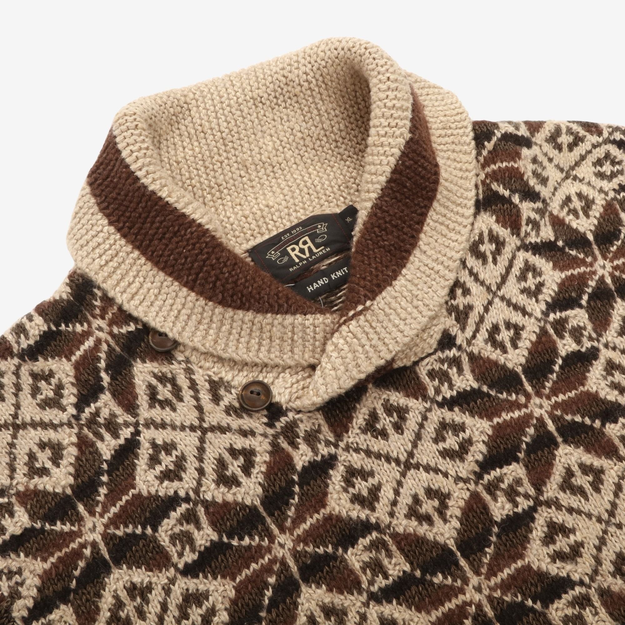 Hand Knit Shawl Collar Sweater