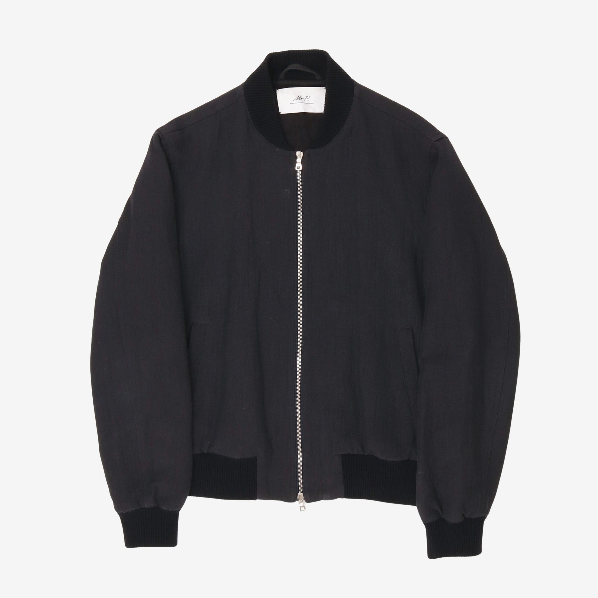 Linen Blend Bomber Jacket