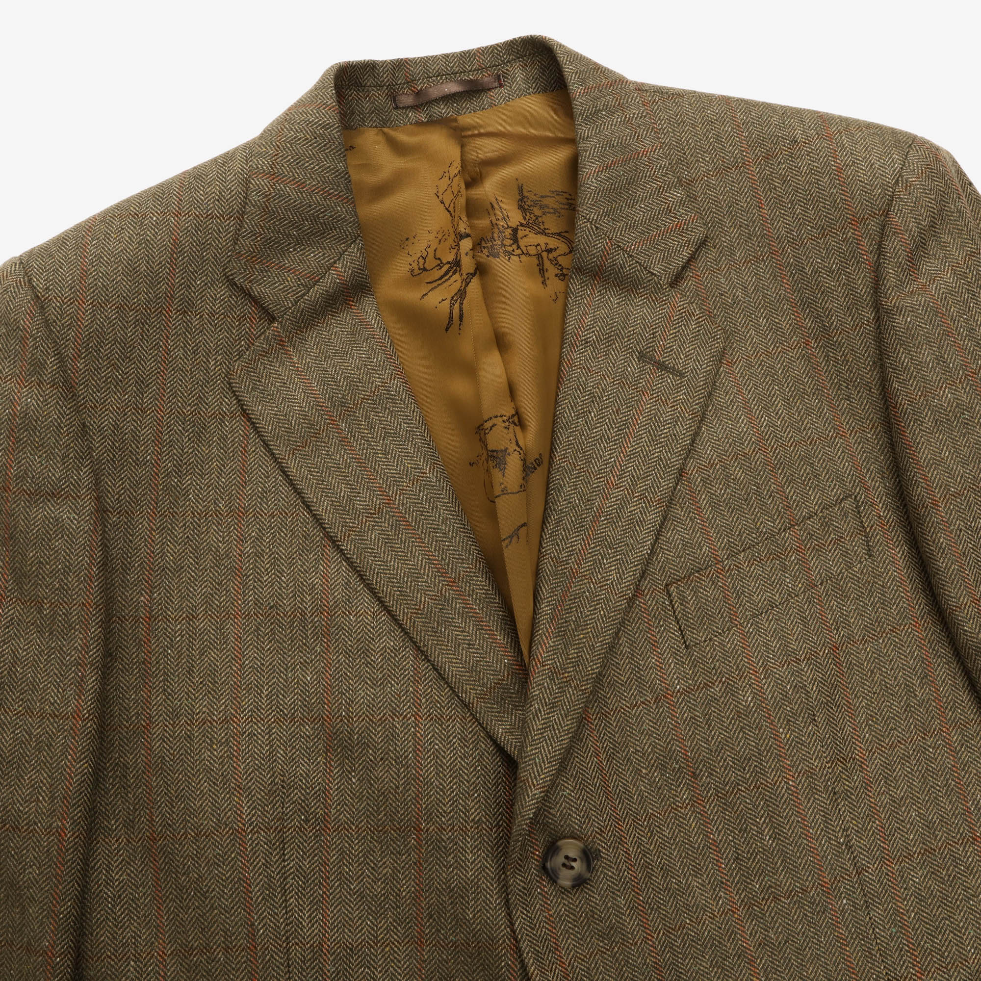 Herringbone Check Silk Blazer