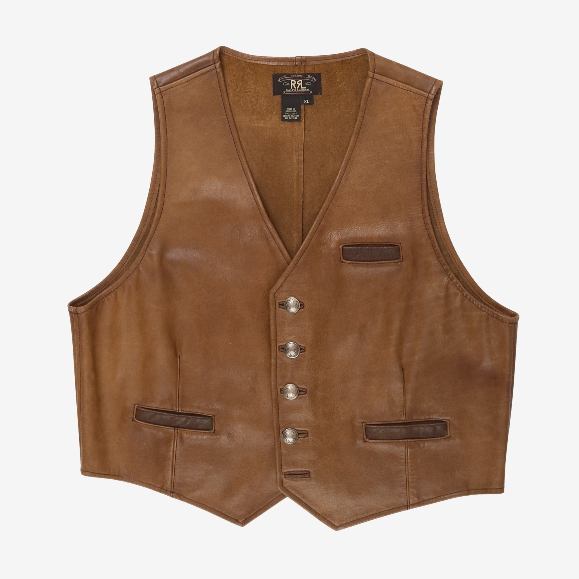 Vintage Leather Utility Vest Jacket