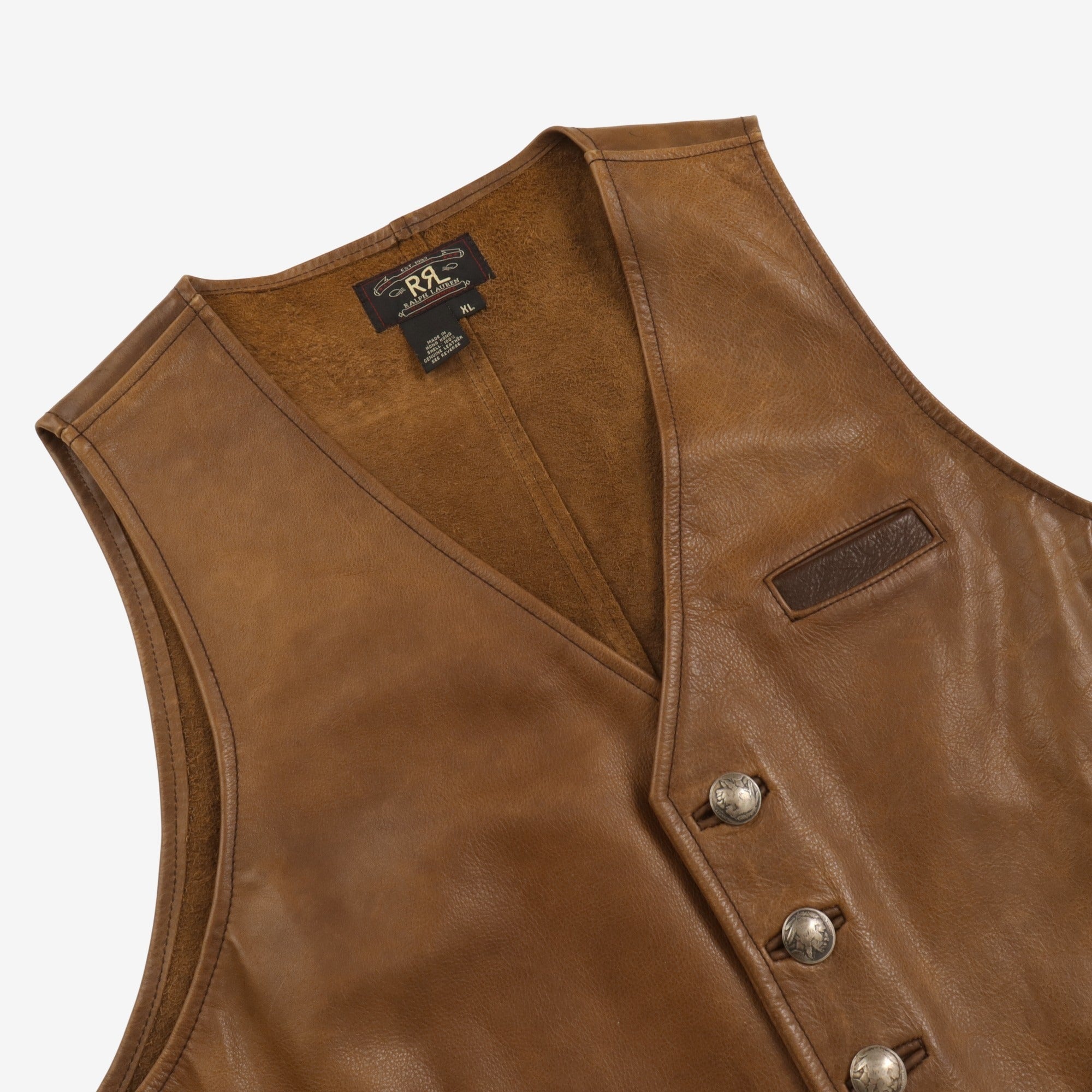 Vintage Leather Utility Vest Jacket