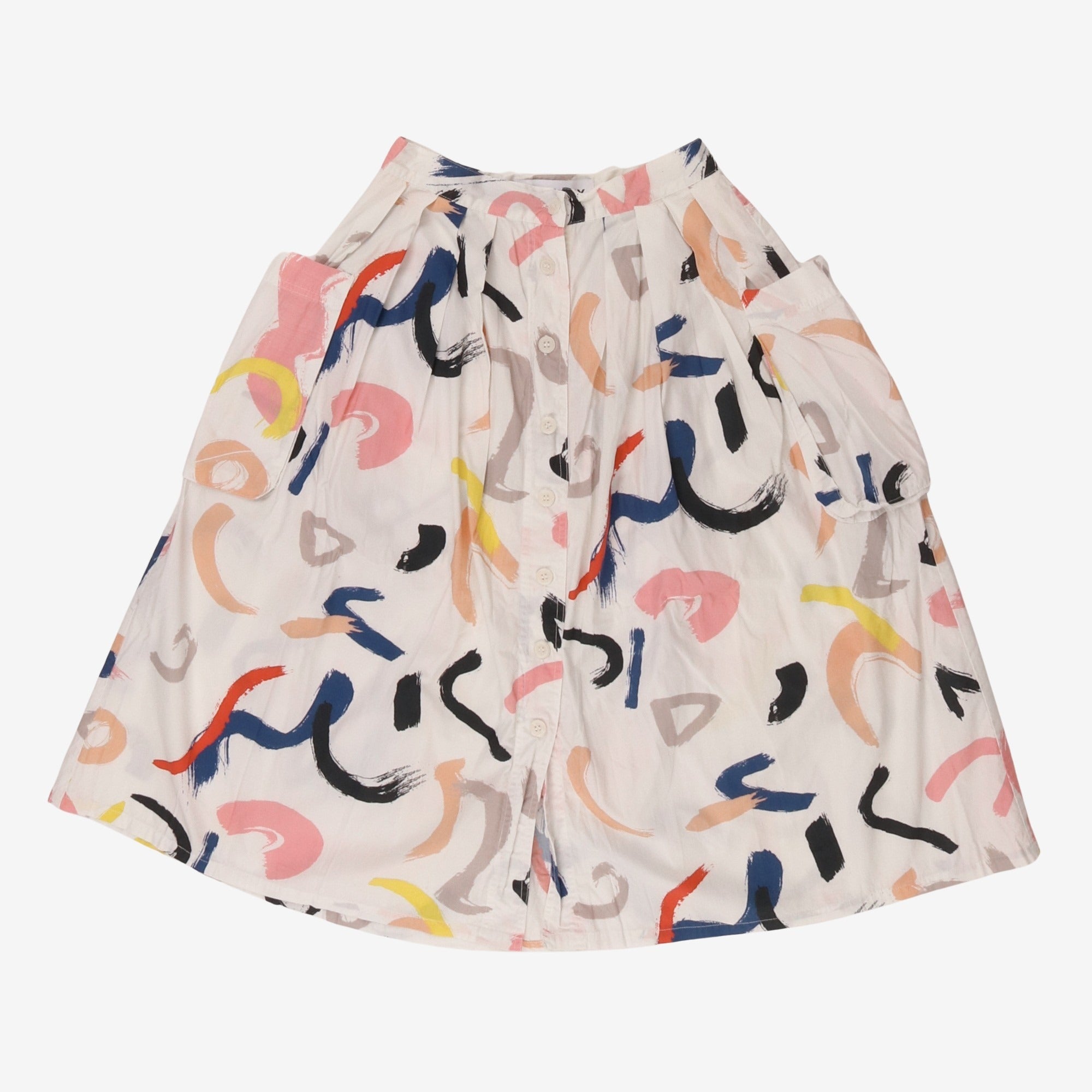 Abstract Print Button Down Skirt