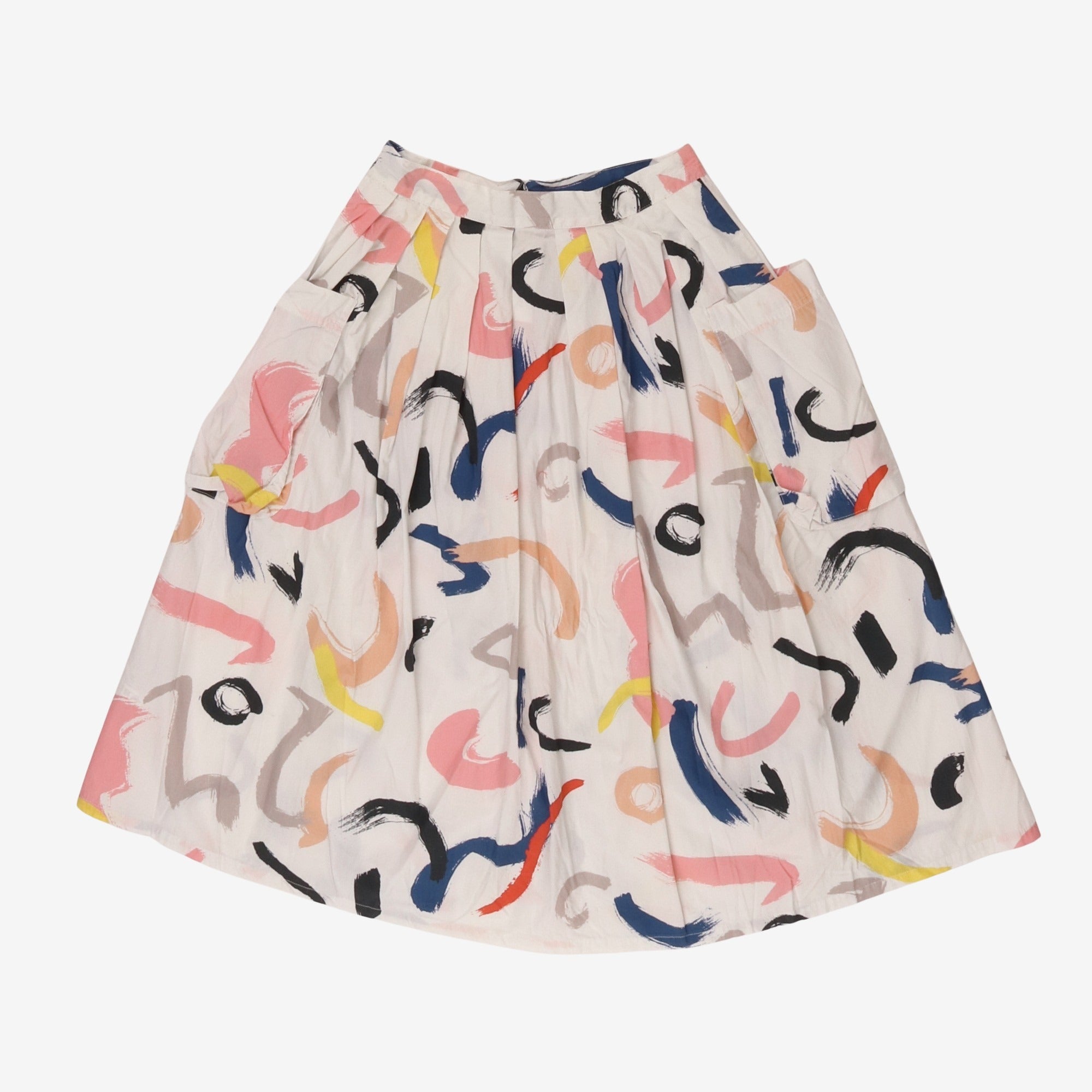 Abstract Print Button Down Skirt