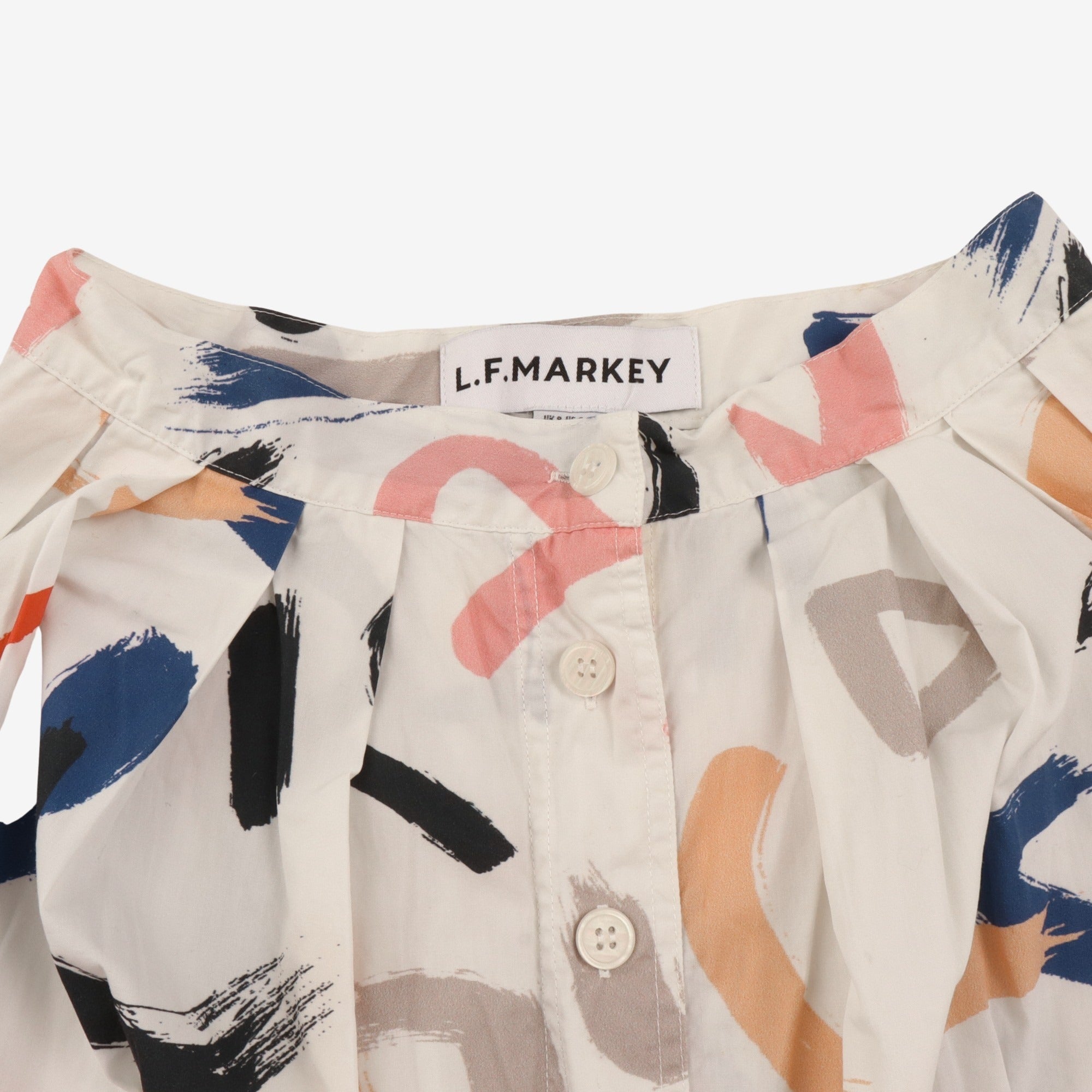 Abstract Print Button Down Skirt