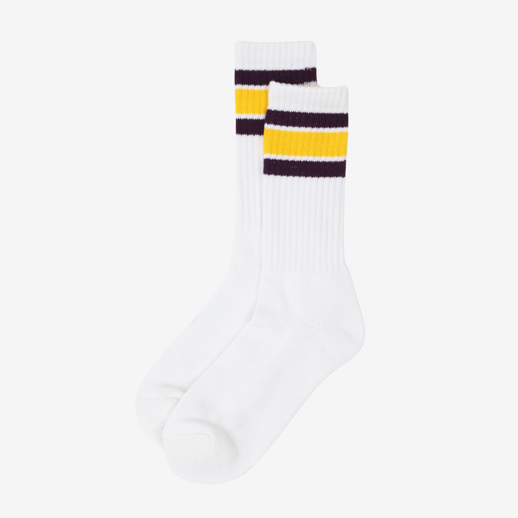 USA Cotton Crew Sock - Purple/Yellow