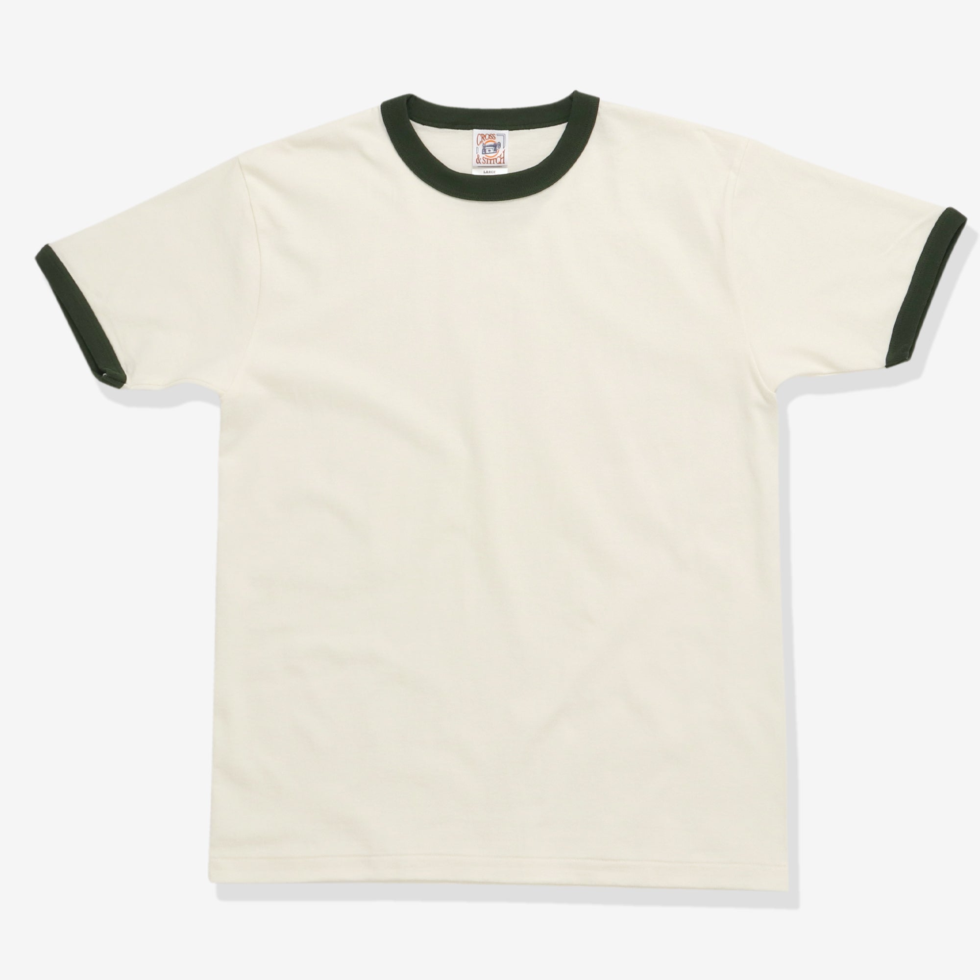 Ringer Tee - Ecru / Green