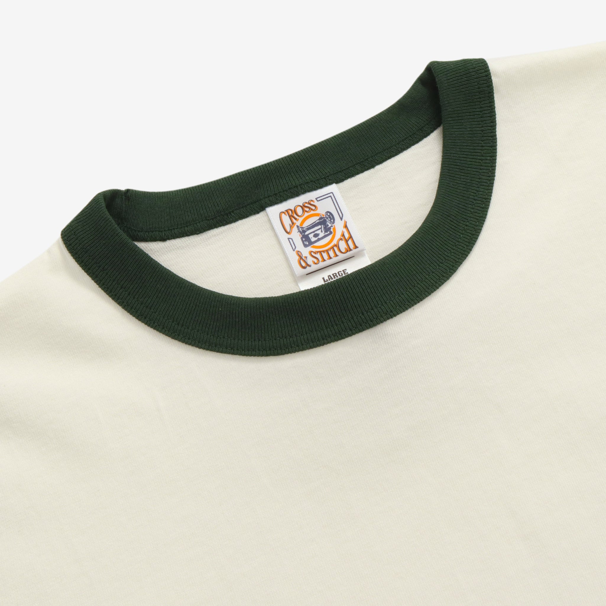 Ringer Tee - Ecru / Green