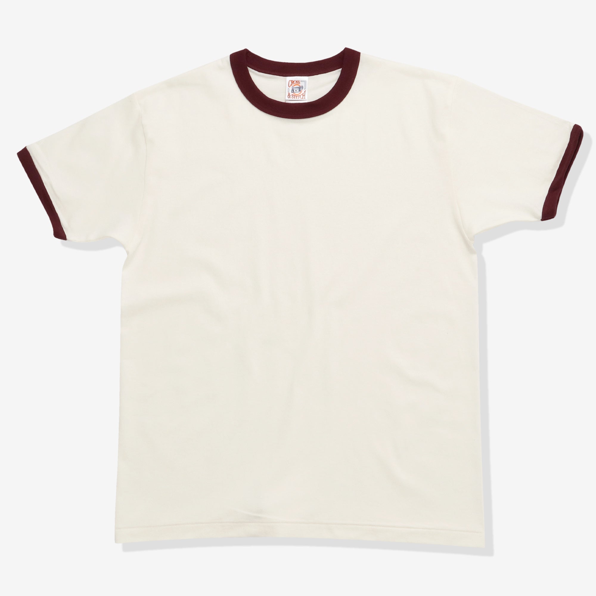 Ringer Tee - Ecru / Burgundy