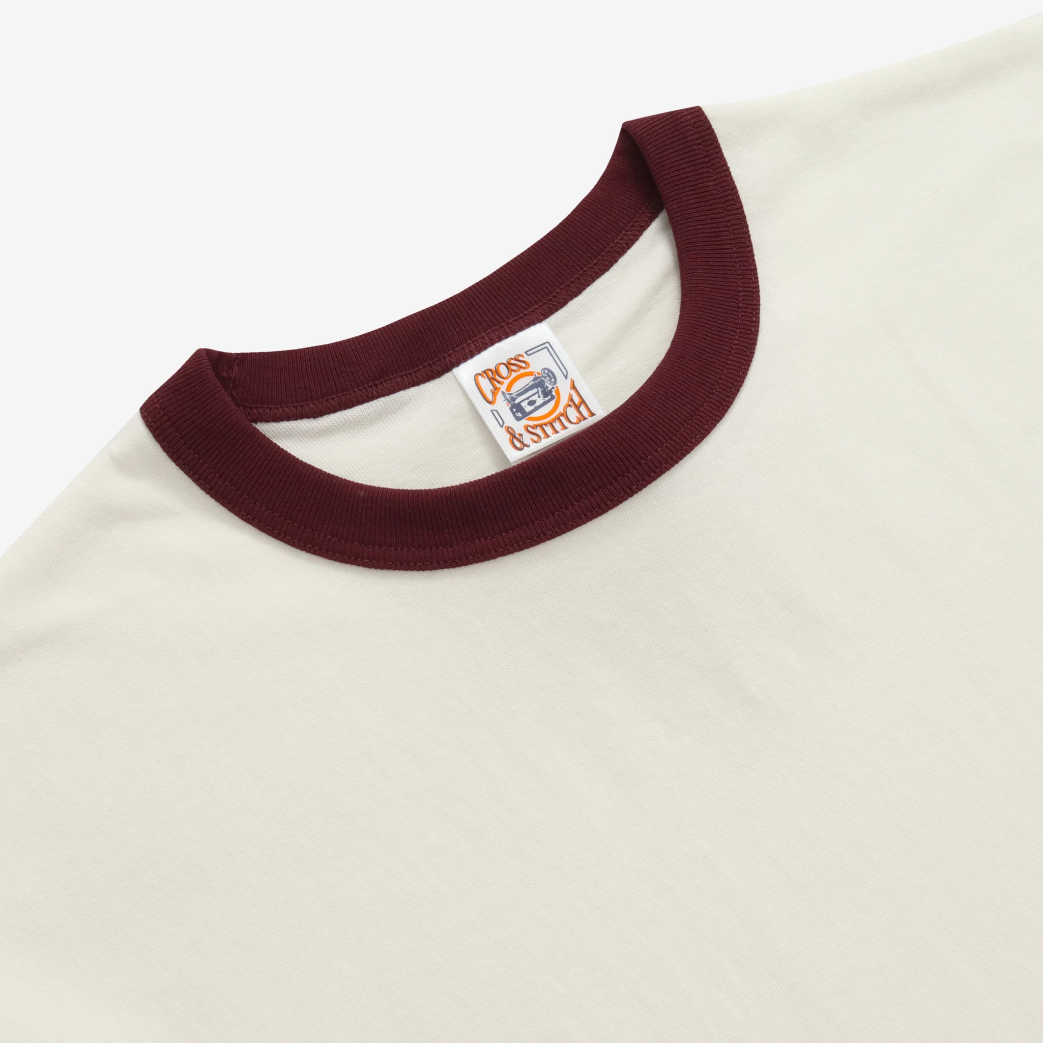 Ringer Tee - Ecru / Burgundy