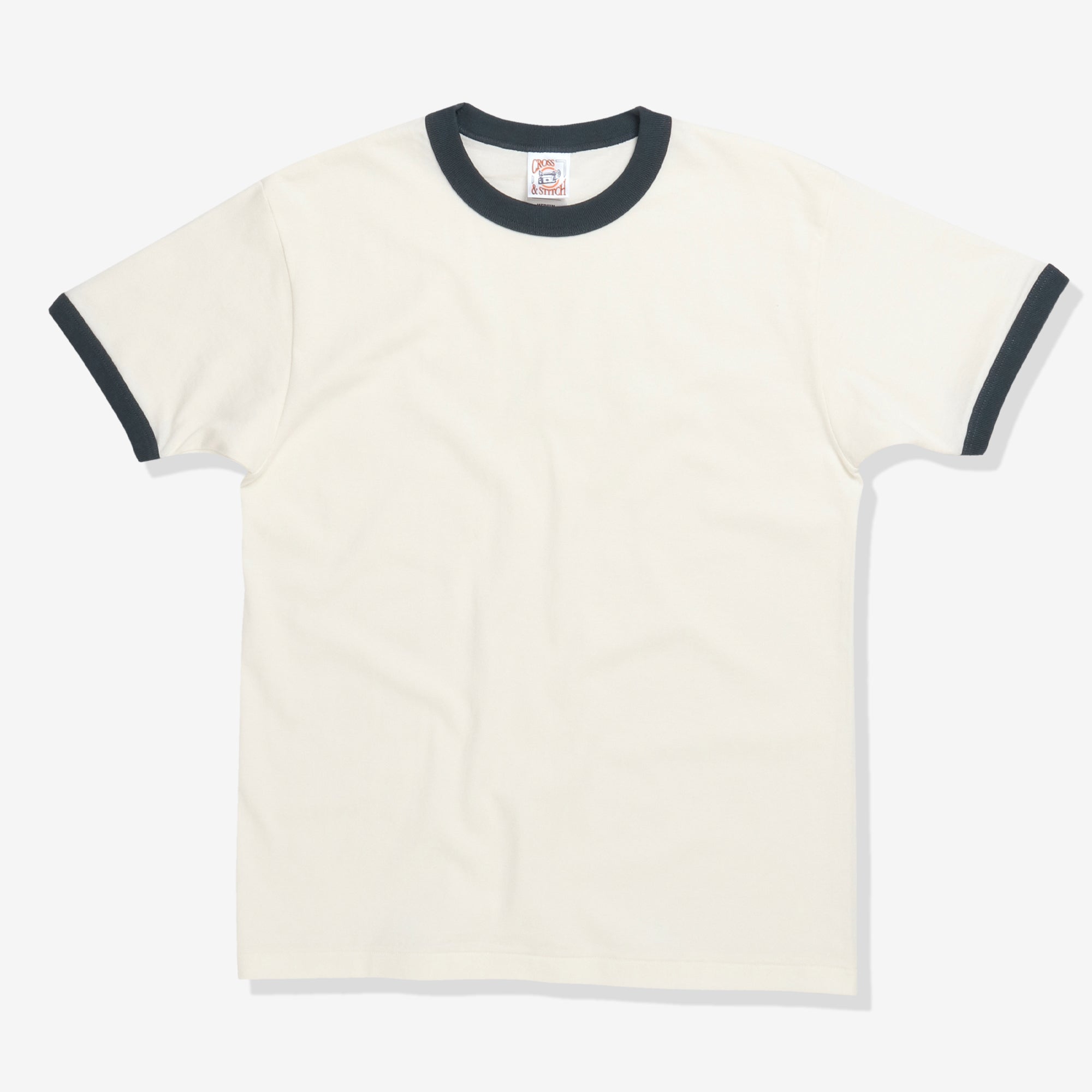 Ringer Tee - Ecru / Petrol