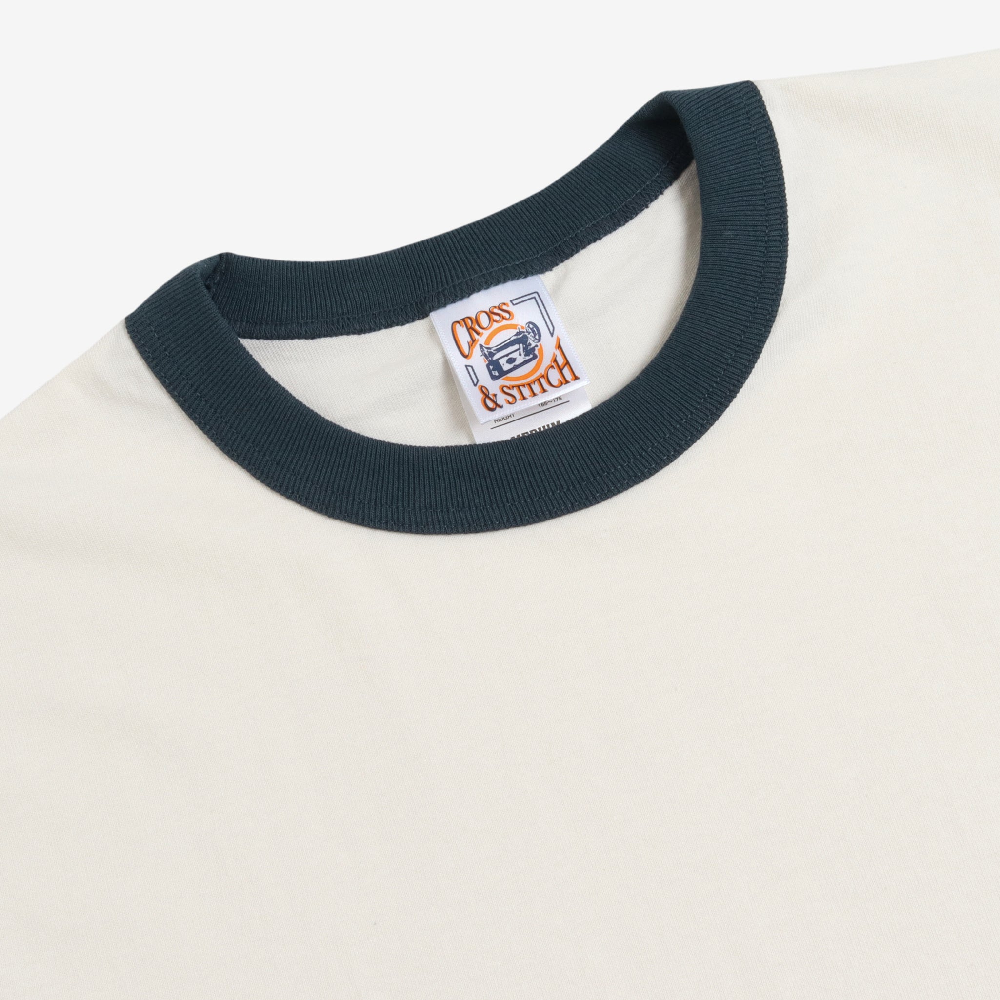 Ringer Tee - Ecru / Petrol