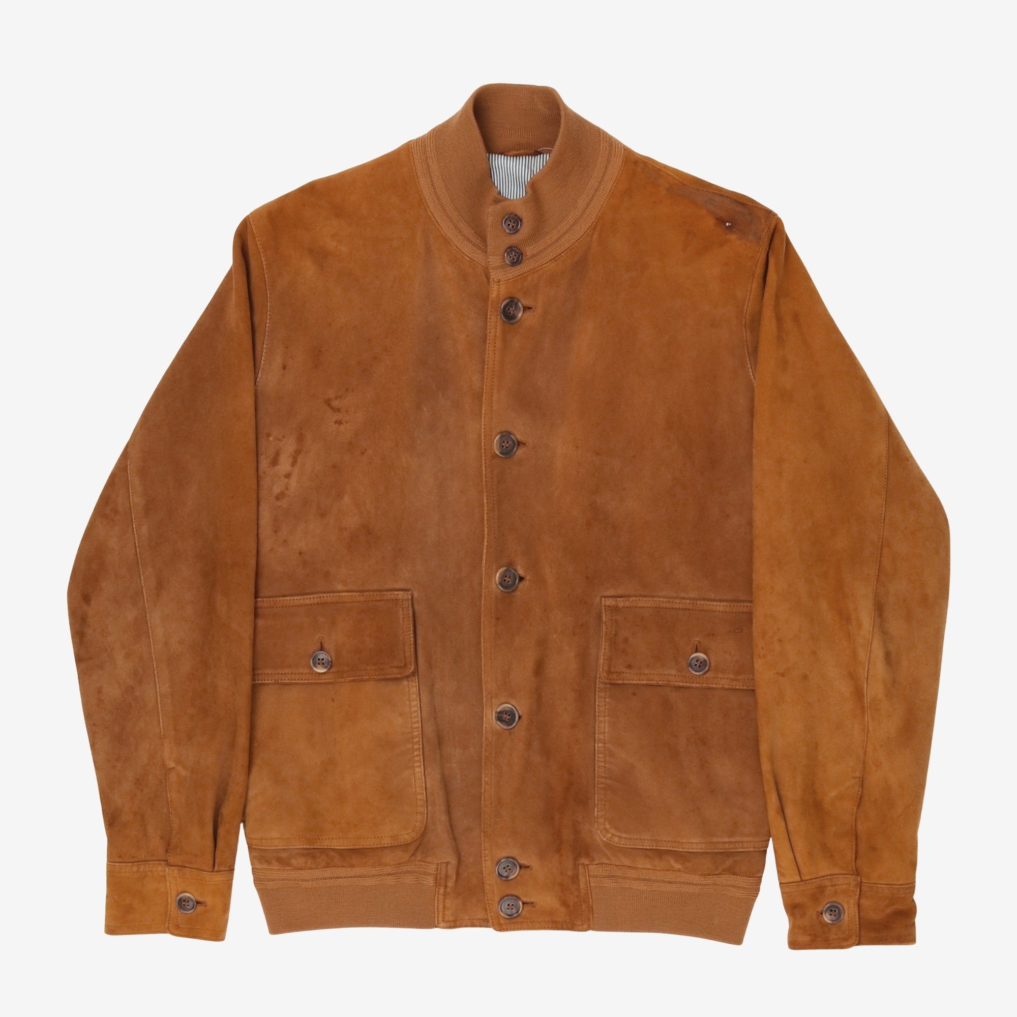 Vintage Suede Bomber Jacket (Ripped)