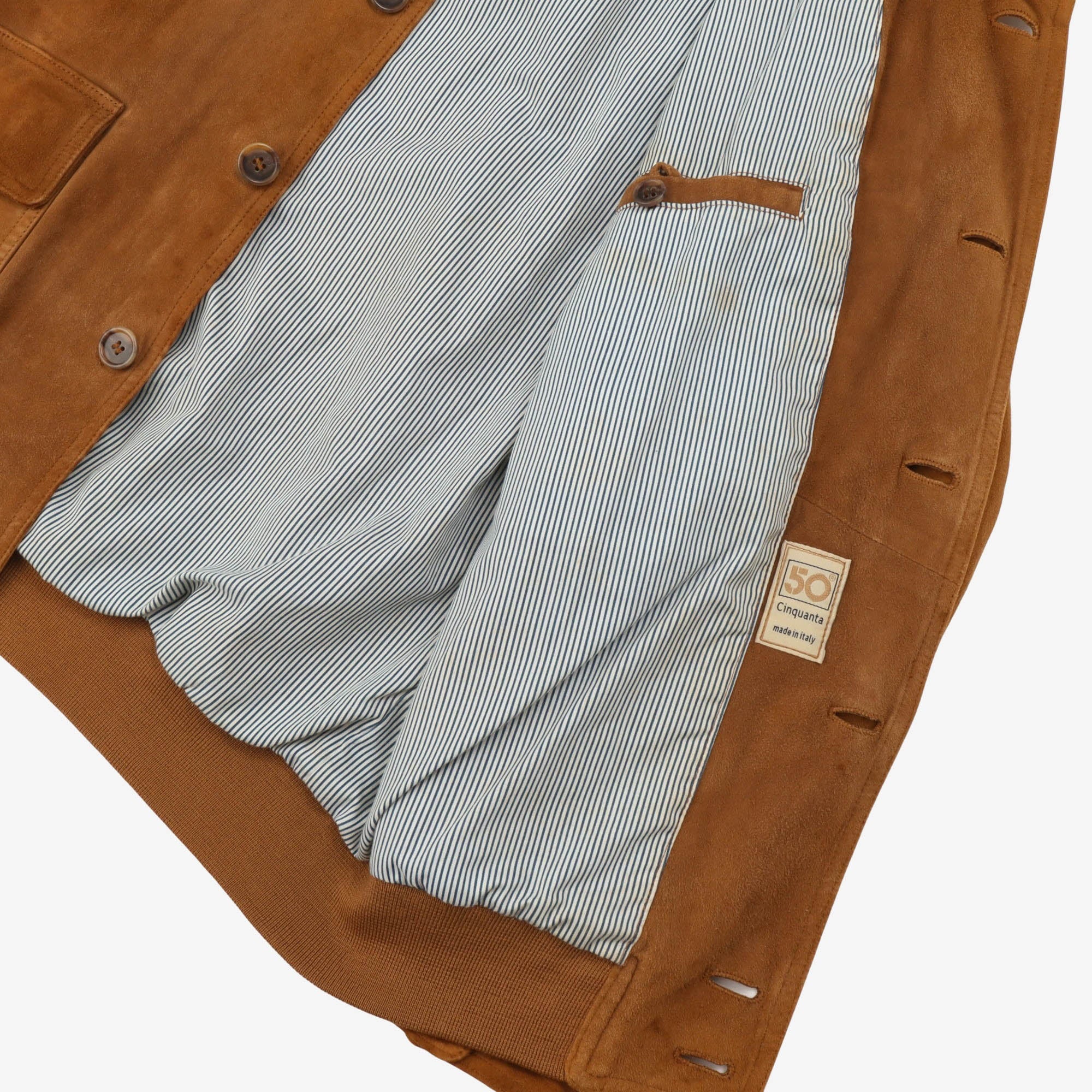 Vintage Suede Bomber Jacket (Ripped)