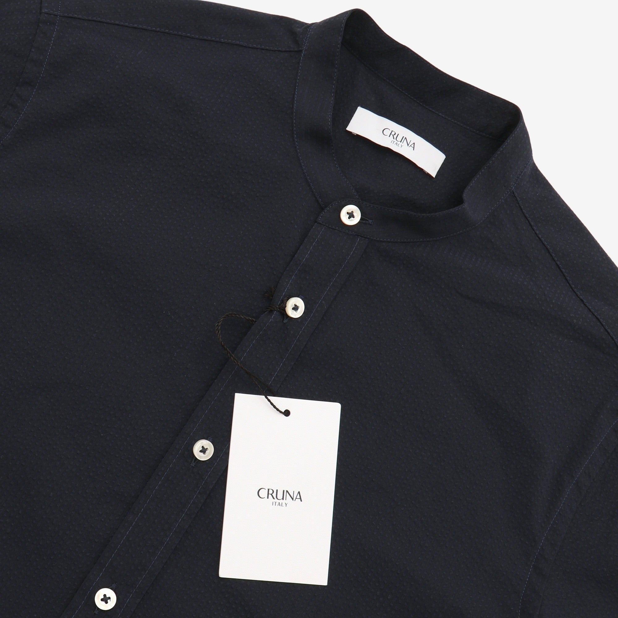 Panarea Collarless Seersucker Shirt