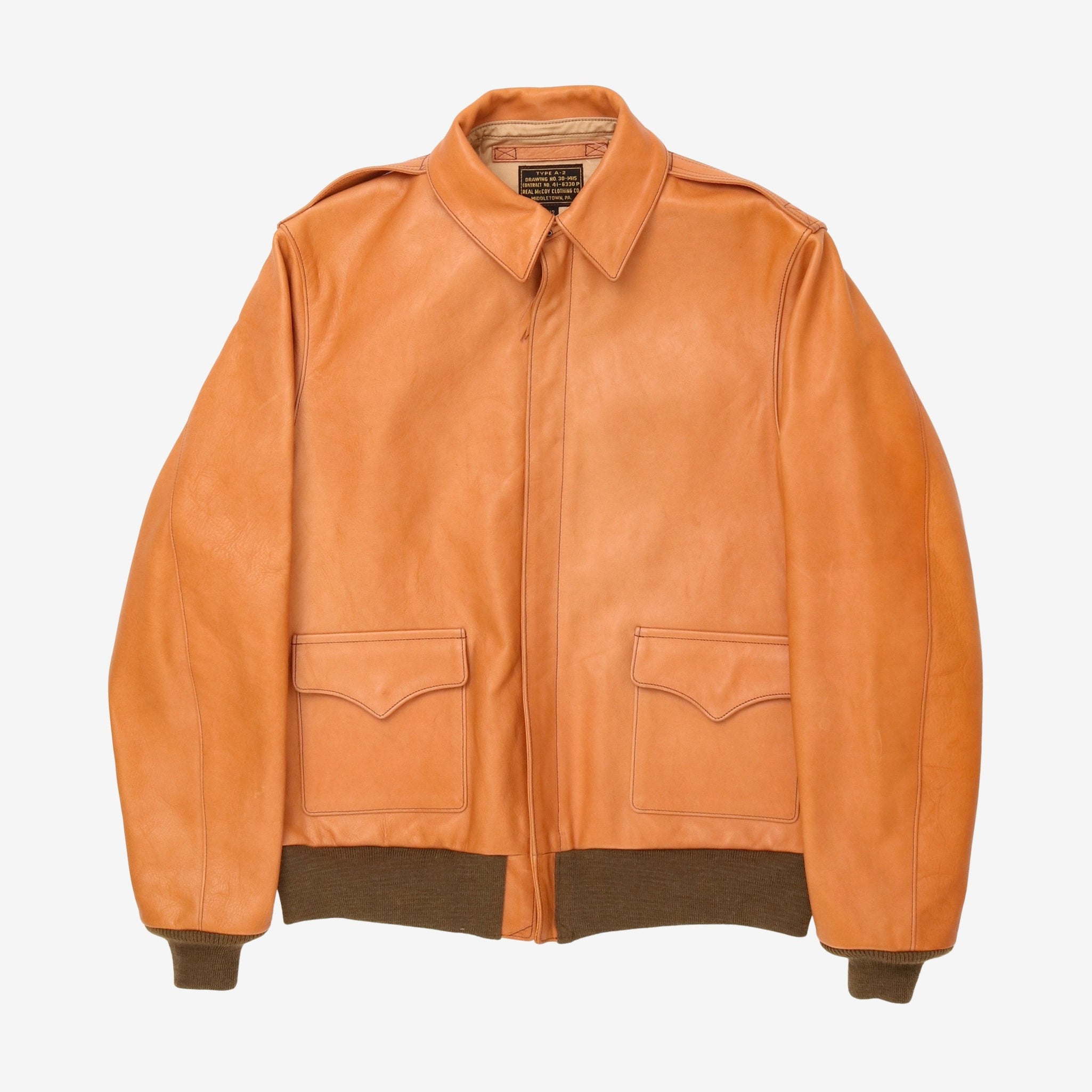 Type A-2 Raw Sienna Leather Jacket