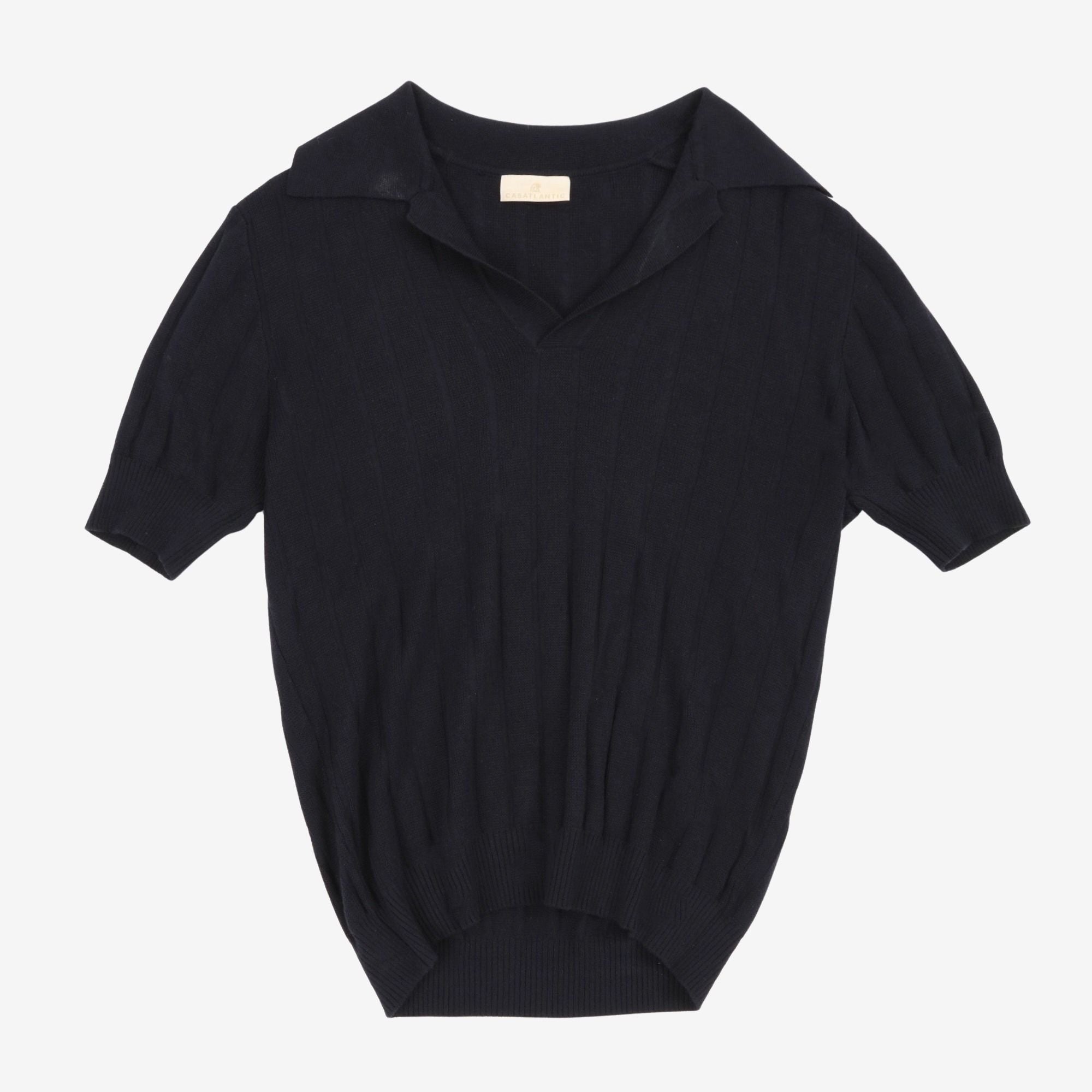 Knitted Open Collar Polo