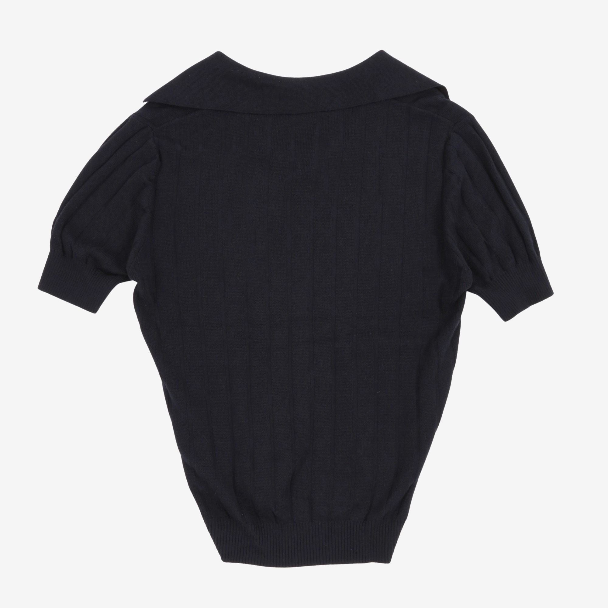 Knitted Open Collar Polo