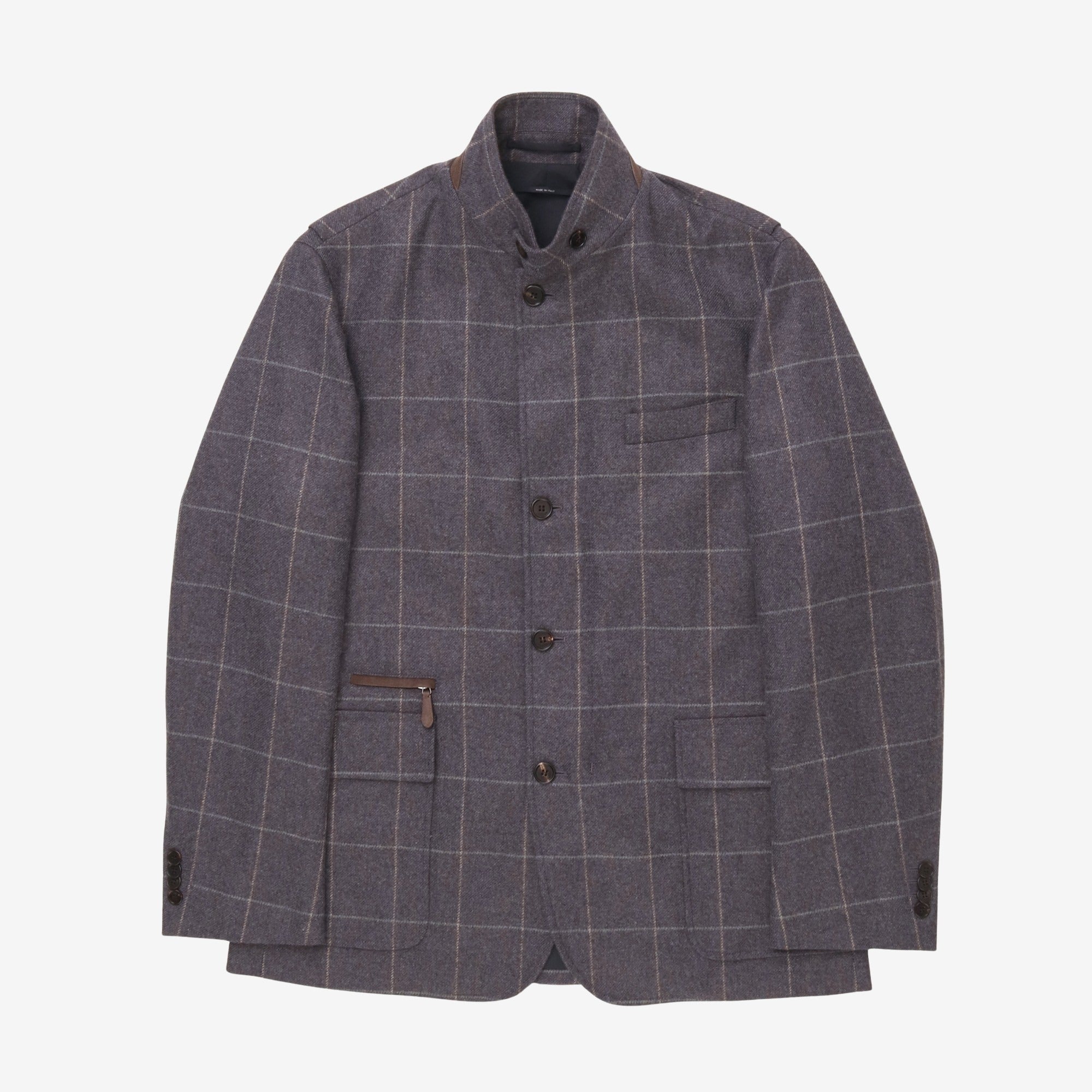 Cashmere Windowpane Hacking Jacket