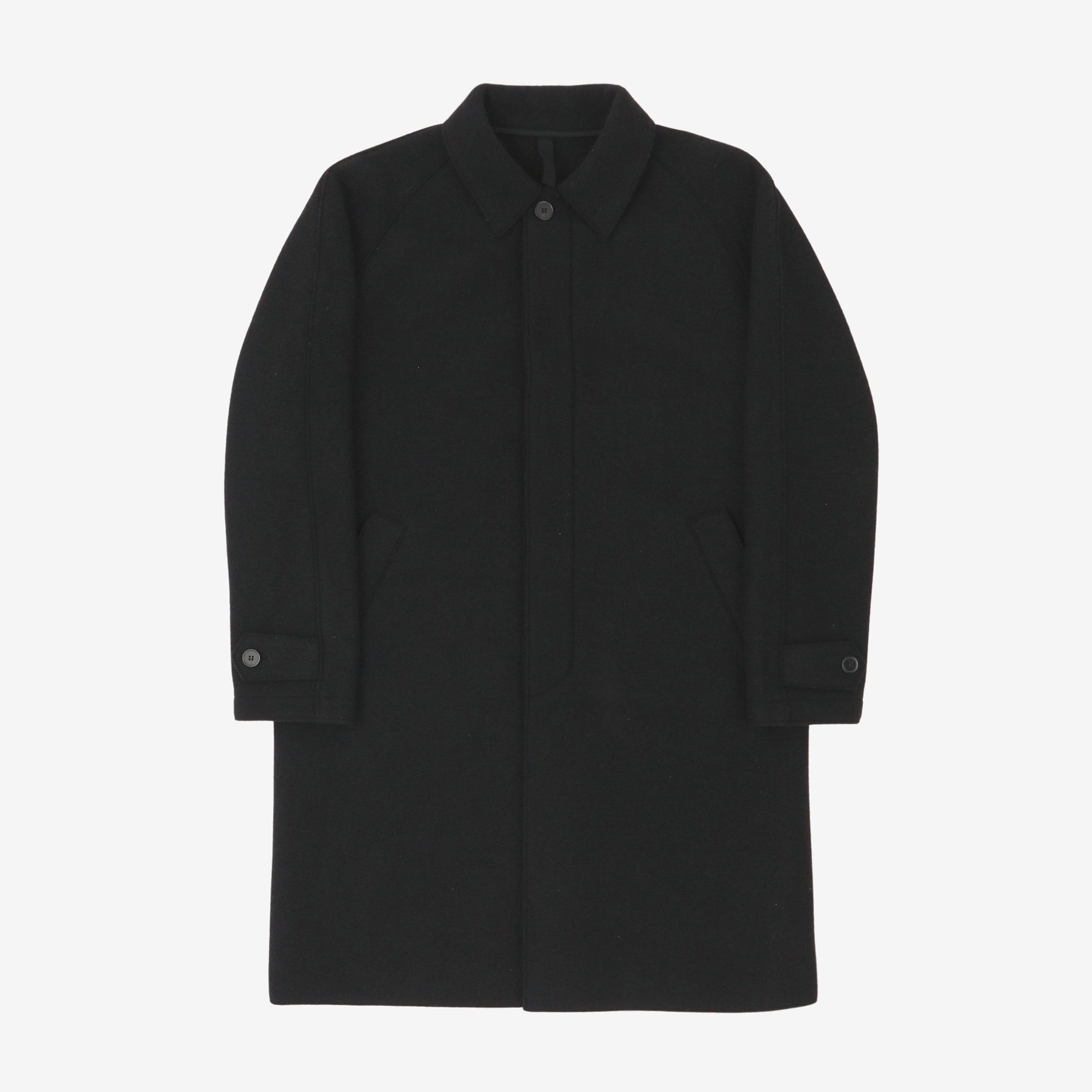 Boiled Wool Fly Front Raglan Coat