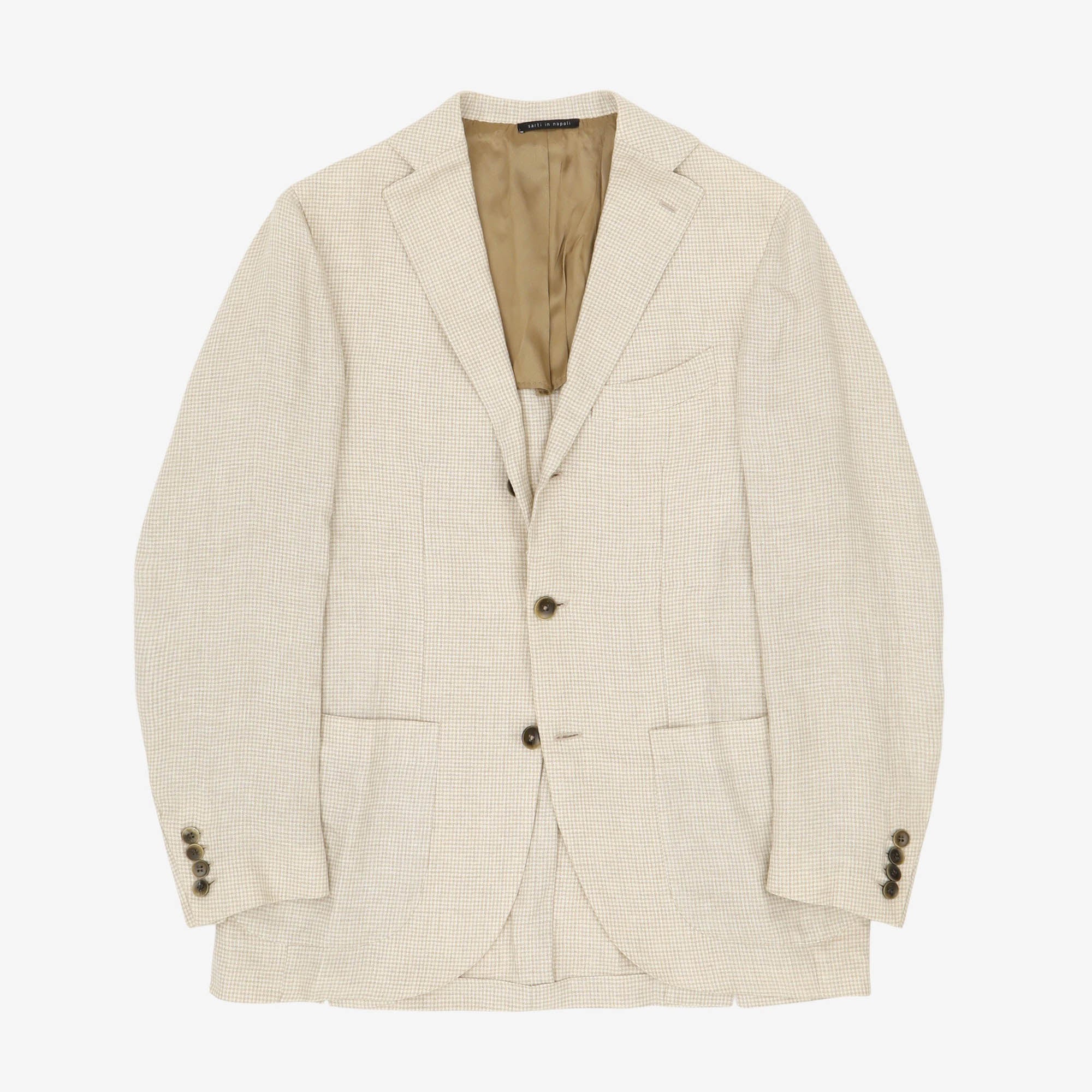 Houndstooth Linen Blazer