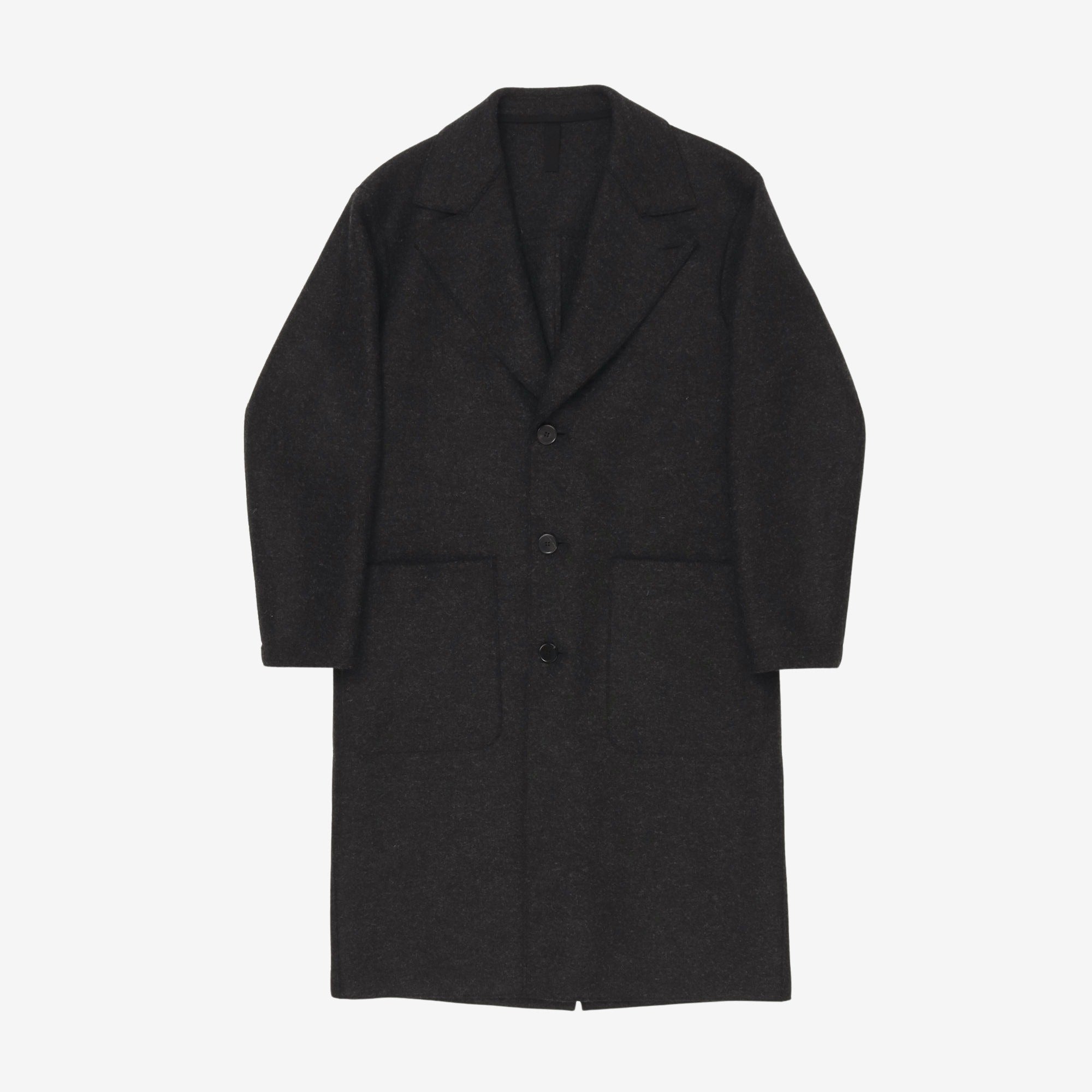 Anthracite Single Breasted Wool Coat